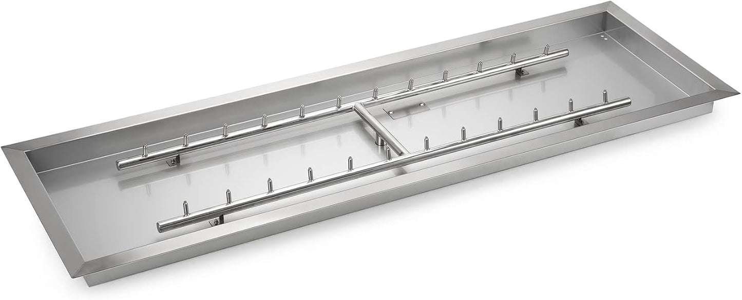 Stanbroil 48 x 14 Inch Upgrade Rectangle Fire Pit Jet Burner Pan, 304 SS Propane Gas Firepit for Outside DIY Fire Pit Table, High Flame, BTU 185,000 Max