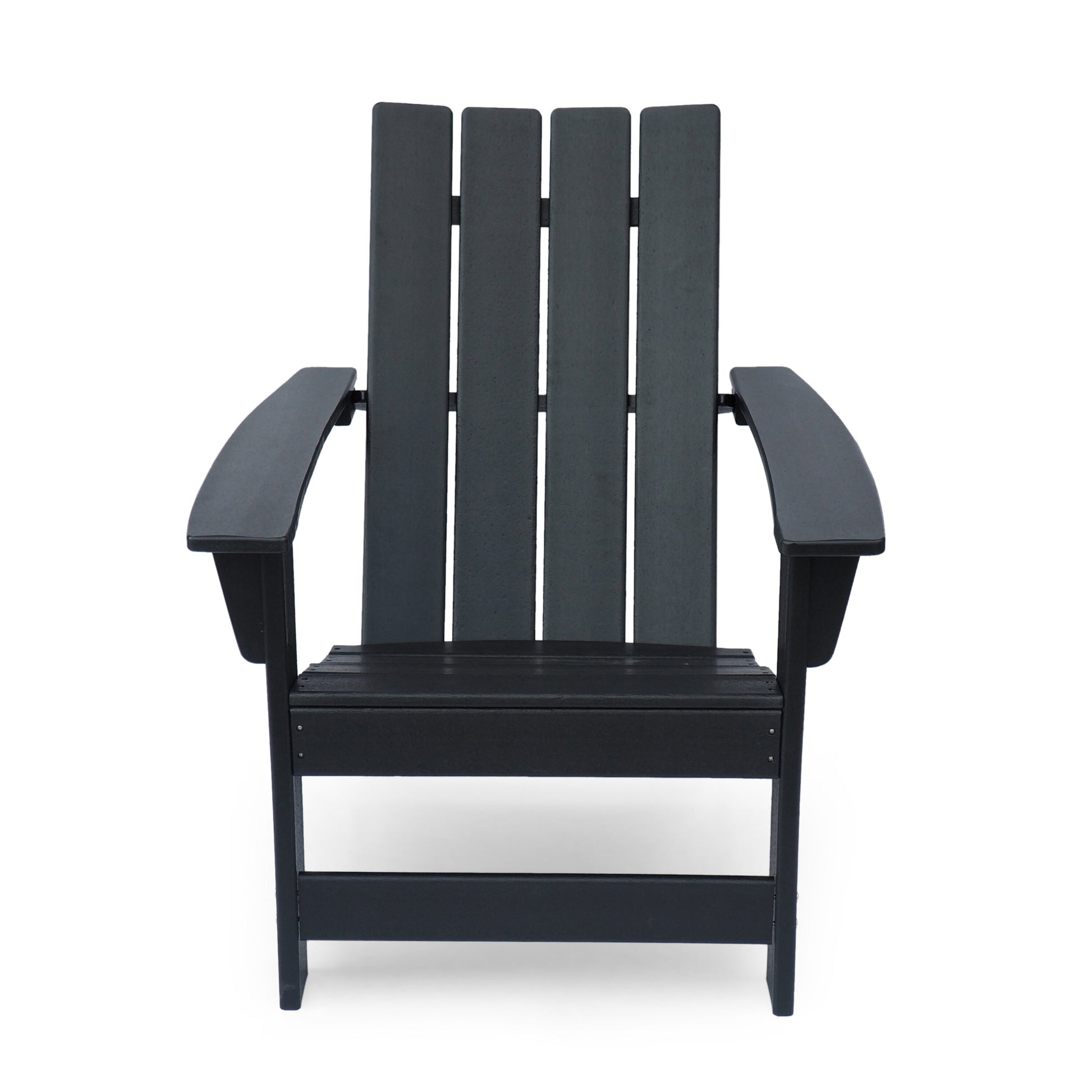 Best Selling Home Decor Novia Matte Black Plastic Frame Stationary Adirondack Chair with Black Solid Seat