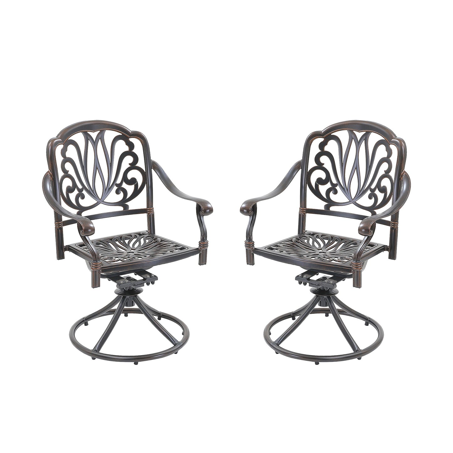 Clihome Swivel Dining Chairs Set of 2 Bronze Aluminum Frame Swivel Dining Chair with Solid Seat