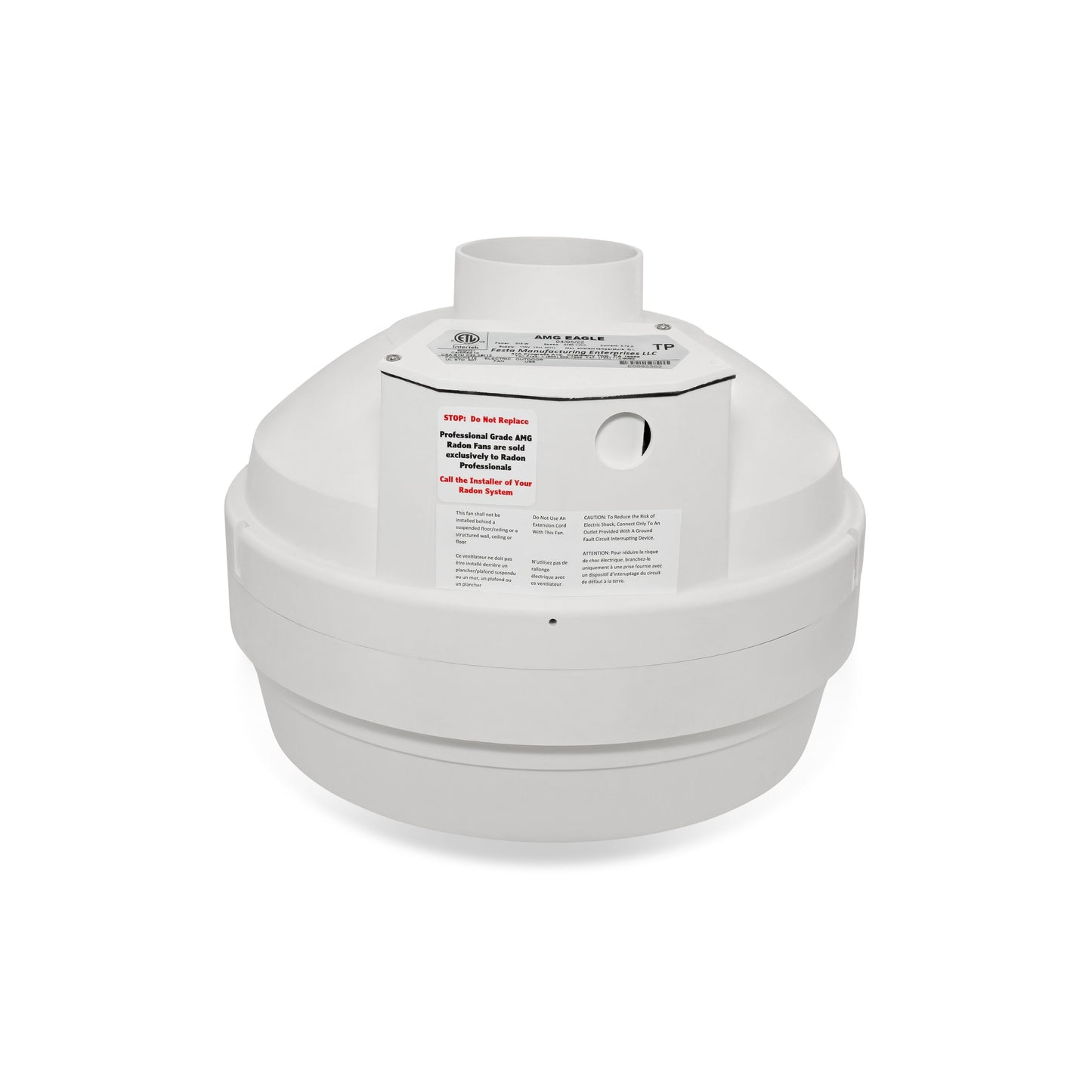 Festa AMG Radon Fans 3-in dia 241-CFM Glass-reinforced Poly Resin Centrifugal Radon Mitigation Fan AMG EAGLE