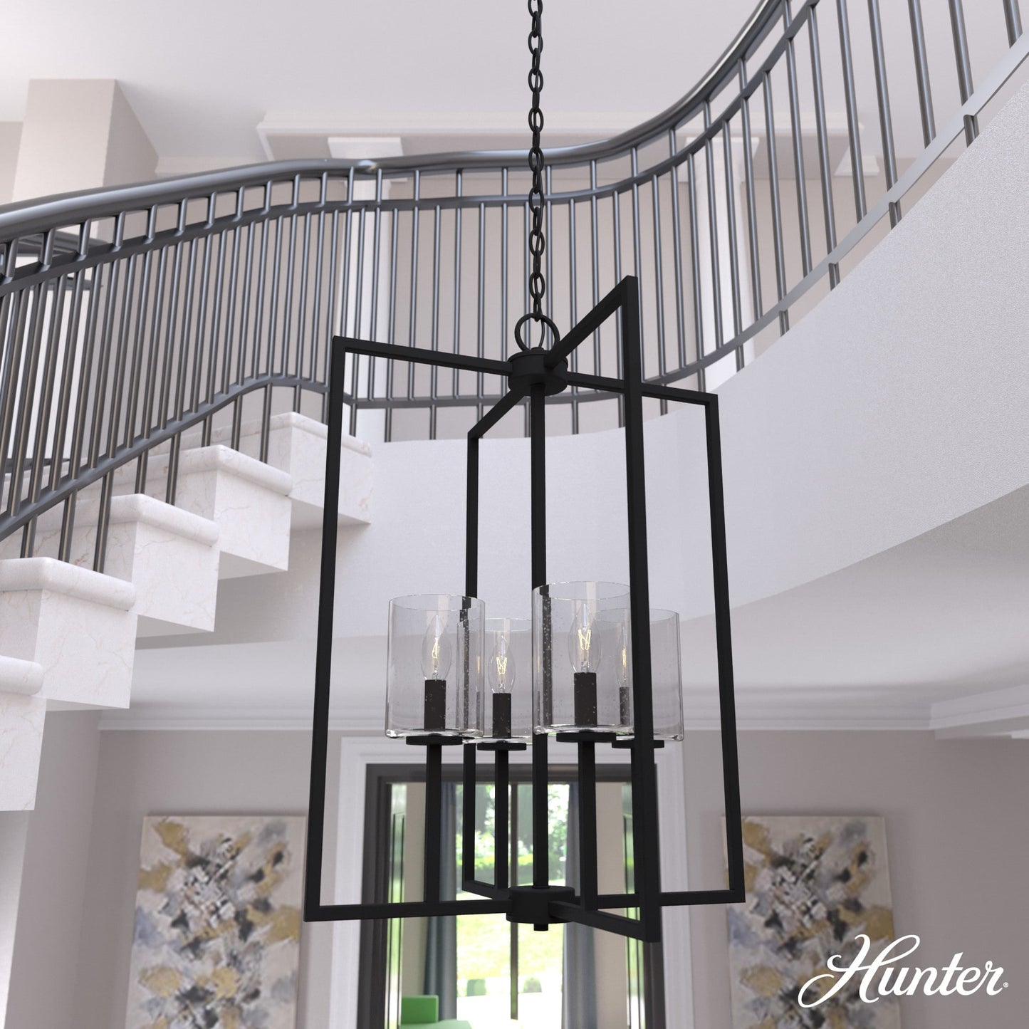 Hunter Kerrison 4 -Light Natural Iron Modern/contemporary Seeded glass Square Medium Hanging Kitchen island light 5281714