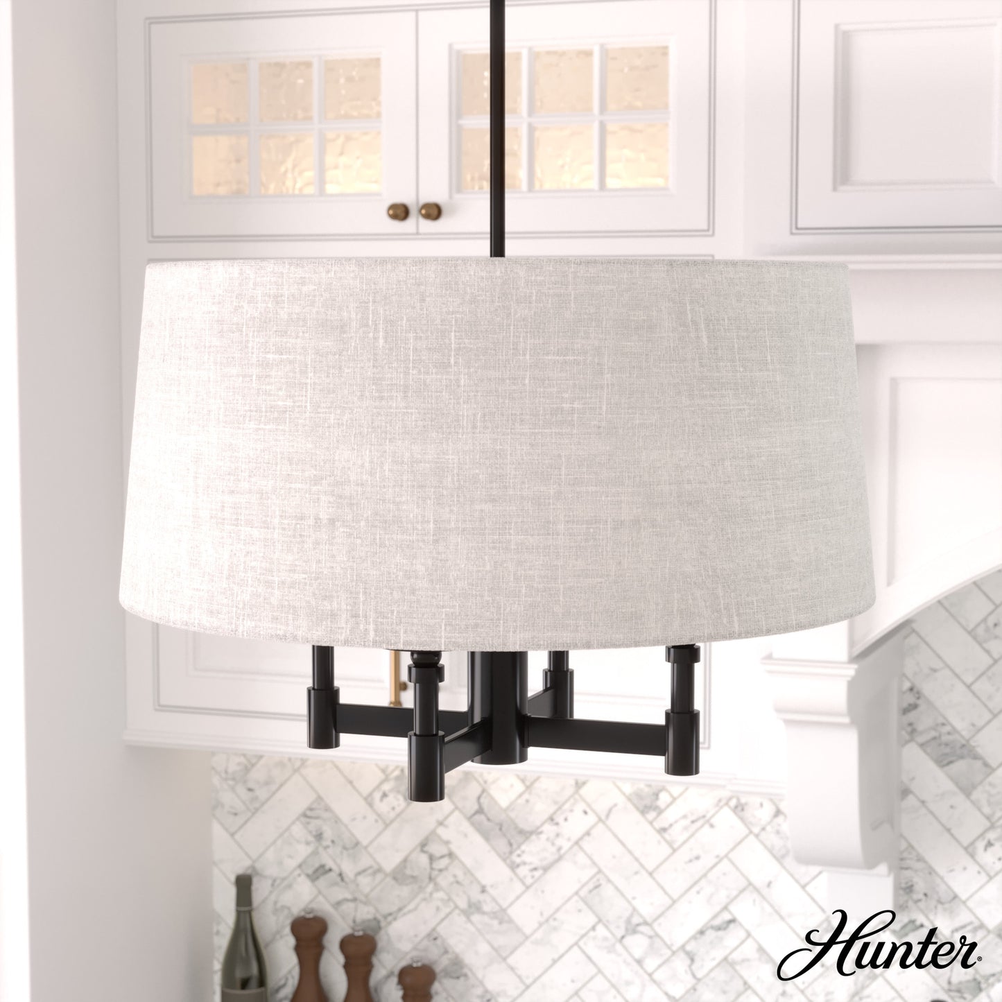 Hunter Briargrove 4 -Light Matte Black Transitional For Use in Bedrooms, Dining Rooms, Foyers, Kitchens, Living Rooms Chandelier 5281521