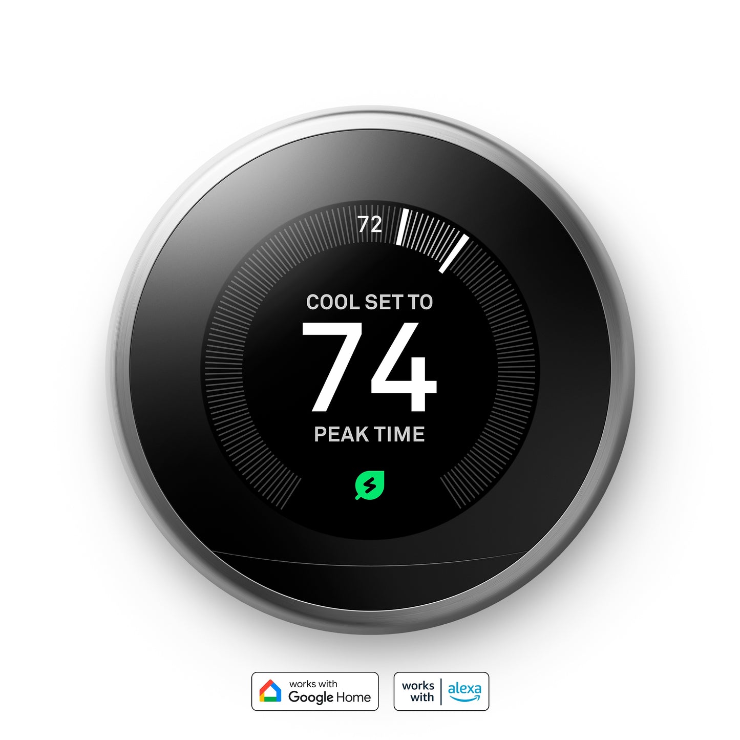 Google Nest Learning Smart Thermostat with WiFi Compatibility (3rd Generation) - Stainless Steel T3007ES