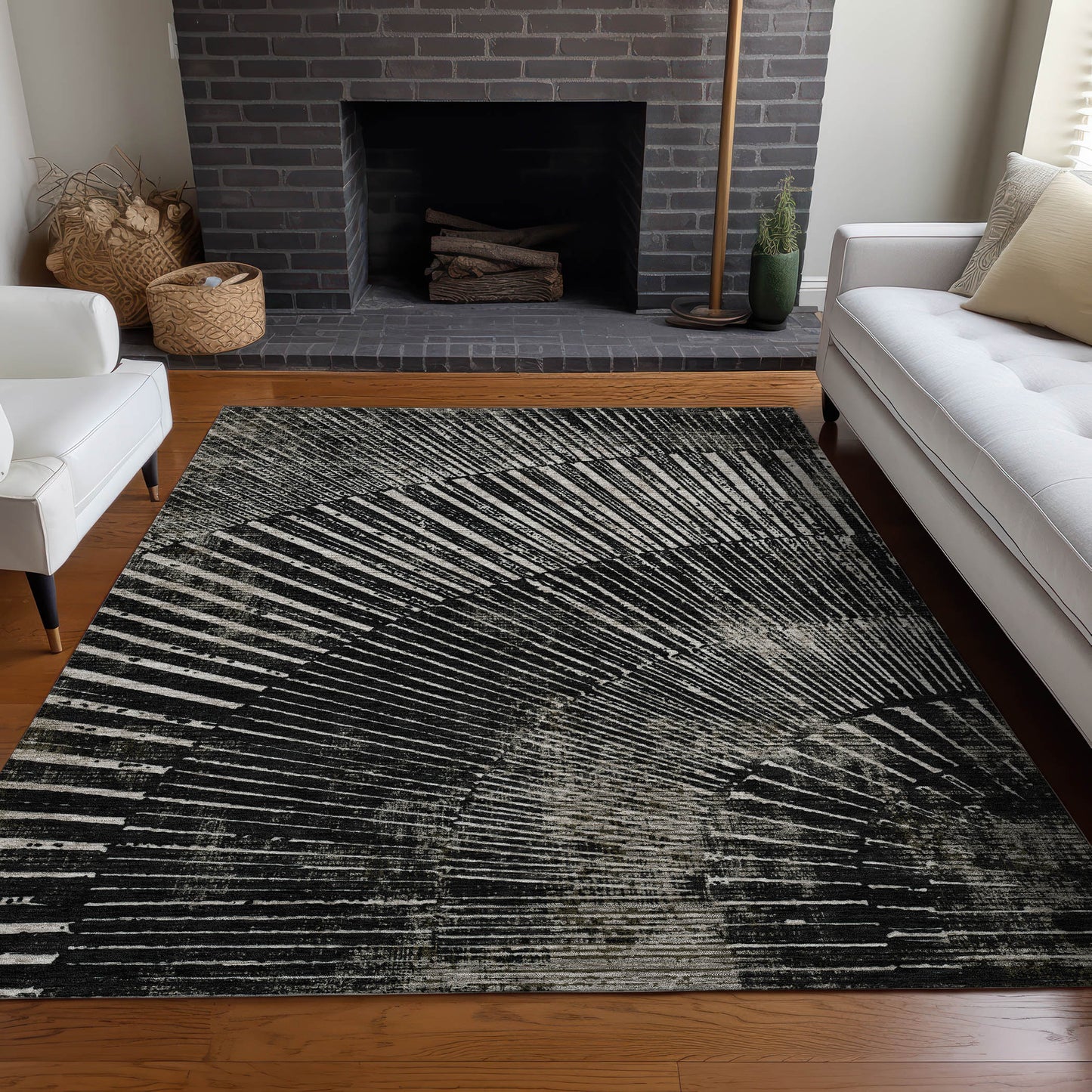 Addison Rugs Chantille ACN542BK 9 x 12 (ft) Black Rectangular Indoor/Outdoor Geometric Machine washable Area rug