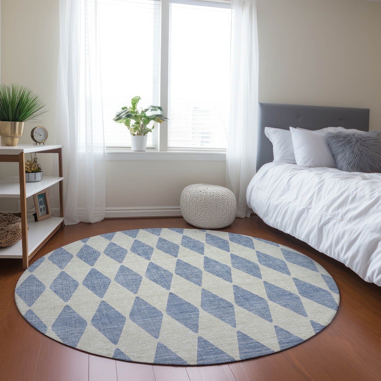 Addison Rugs Chantille ACN578SK 8 x 8 (ft) Sky Round Indoor/Outdoor Geometric Machine washable Area rug