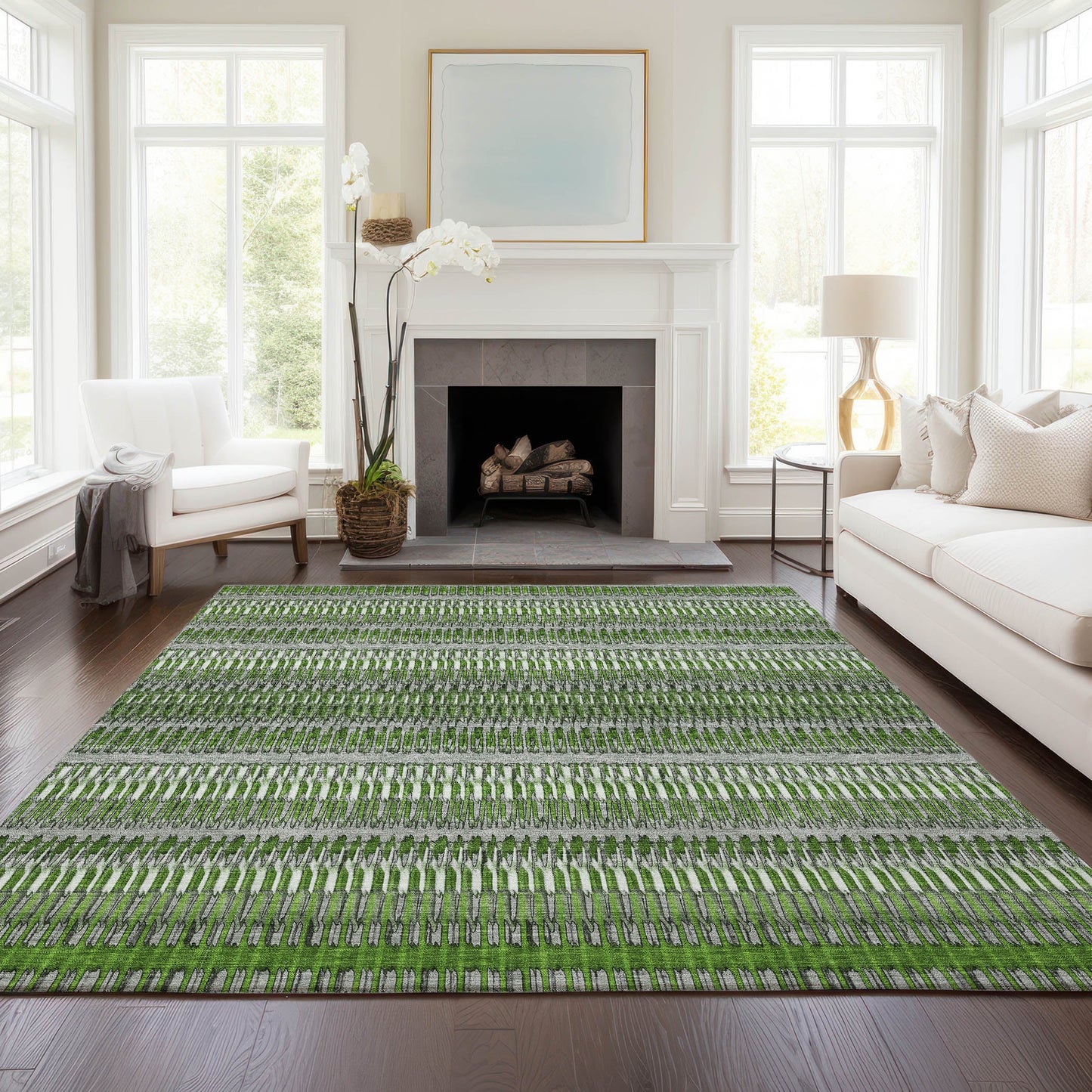 Addison Rugs Chantille ACN589GE 8 x 10 (ft) Green Rectangular Indoor/Outdoor Abstract Machine washable Area rug