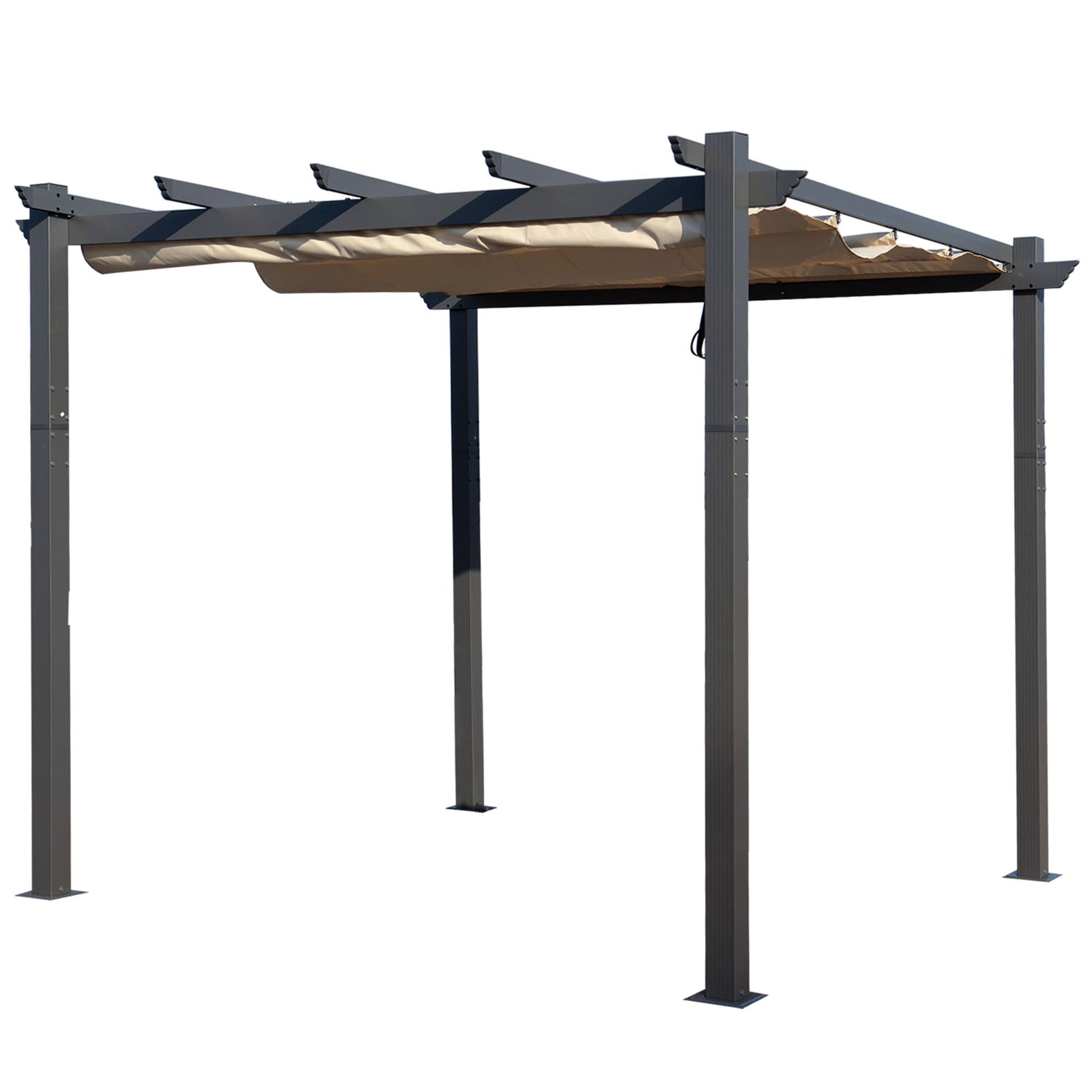 Kozyard Pergolas 10-ft W x 10-ft L x 8-ft H Beige Metal Freestanding Pergola with Canopy
