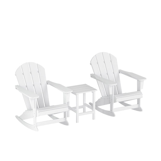 Westin Furniture Laguna Set of 2 White HDPE Frame Rocking Chair with Slat Seat