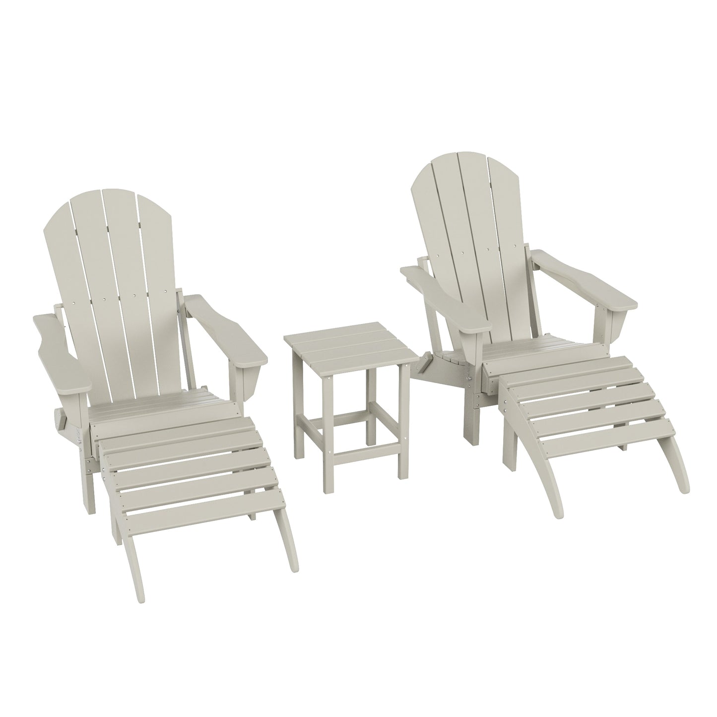Westin Furniture Laguna Set of 2 Sand HDPE Frame Stationary Adirondack Chair with Slat Seat