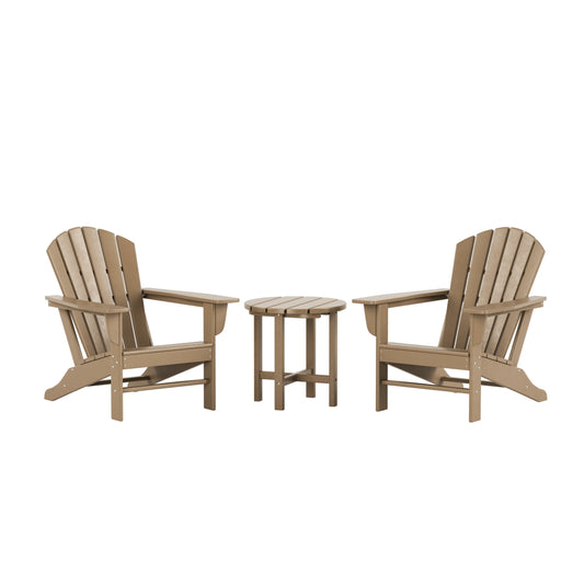 Westin Furniture Altura Set of 2 Weathered Wood HDPE Frame Stationary Adirondack Chair with Slat Seat