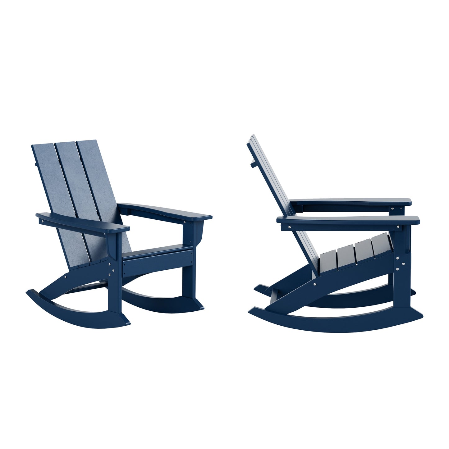Westin Furniture Shoreside Set of 2 Navy Blue HDPE Frame Rocking Chair with Slat Seat