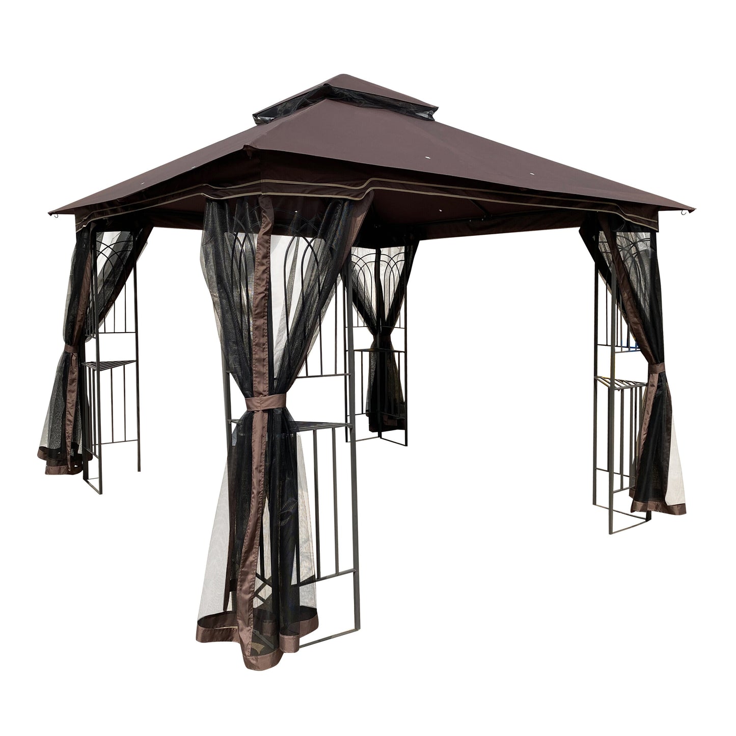 CESICIA 8.83-ft x 8.83-ft Gazebo Brown with Hardtop Roof