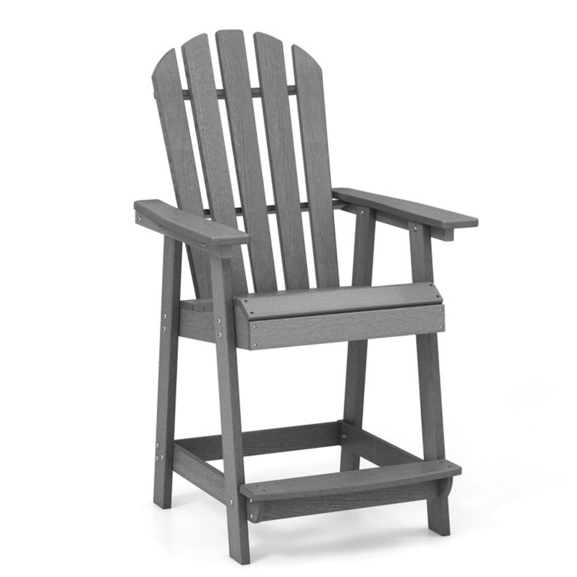 BABOOM HDPE Patio Chair Gray HDPE Frame Stationary Bar Stool Chair with Slat Seat