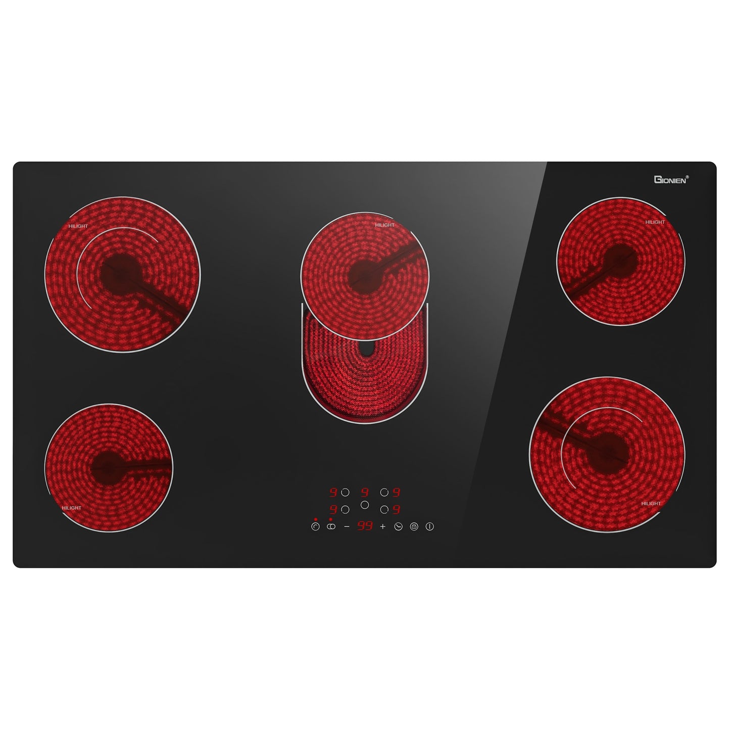 LTMATE 36-in 5 burners Smooth surface Black Electric Cooktop with Bridge Element