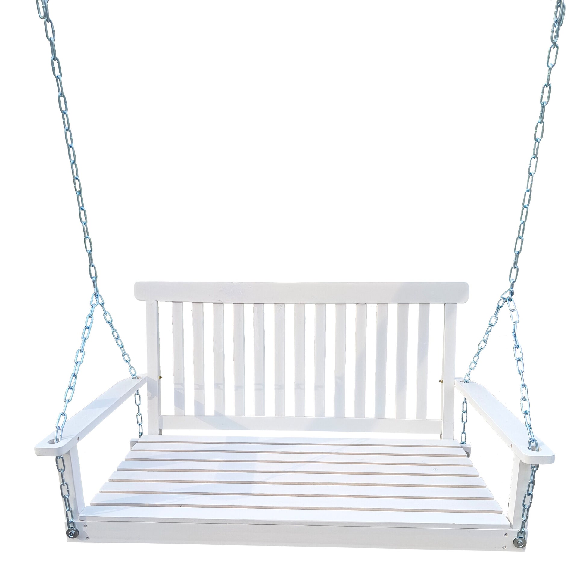 CESICIA Porch Swing 3 -person White Wood Outdoor Swing