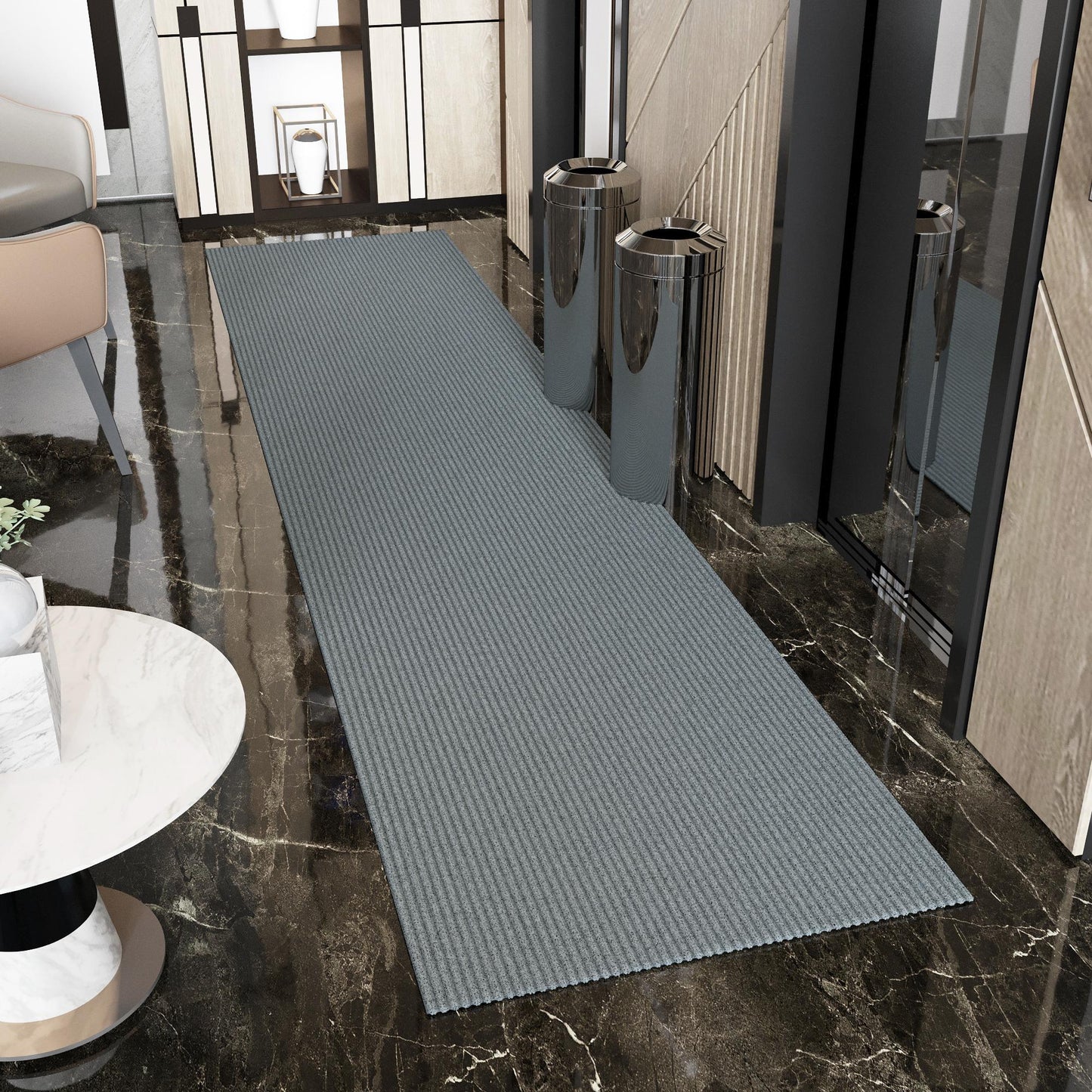 Ottomanson 3 ft 11 in x 54 ft Extra Long Hallway Runner 4 x 54 (ft) Loomed Gray Rectangular Indoor/Outdoor Solid Industrial Pet Friendly Runner rug