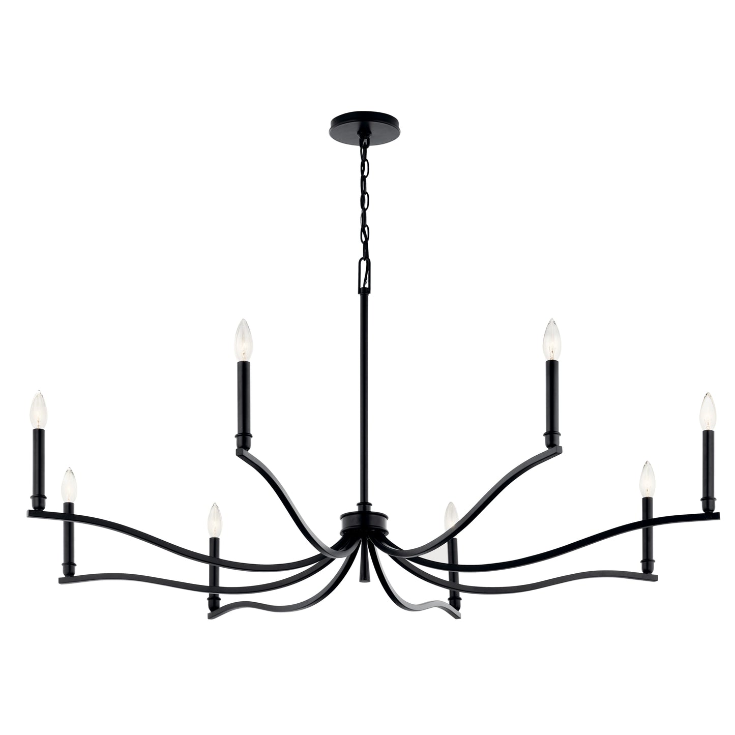 Kichler Malene 8 -Light Black Traditional Bare bulb For Use in Bedrooms, Dining Rooms, Foyers, Kitchens, Living Rooms Chandelier 6297686