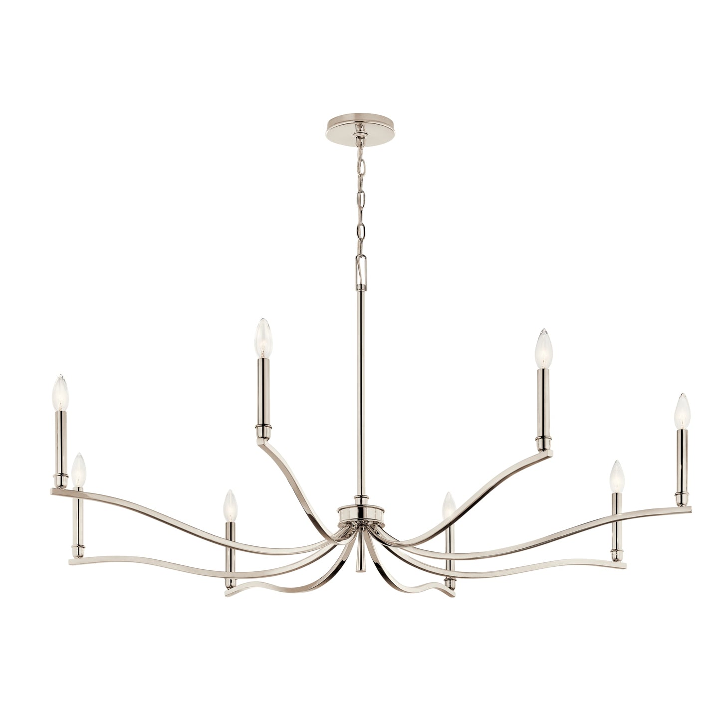 Kichler Malene 8 -Light Polished Nickel Traditional Bare bulb For Use in Bedrooms, Dining Rooms, Foyers, Kitchens, Living Rooms Chandelier 6297683