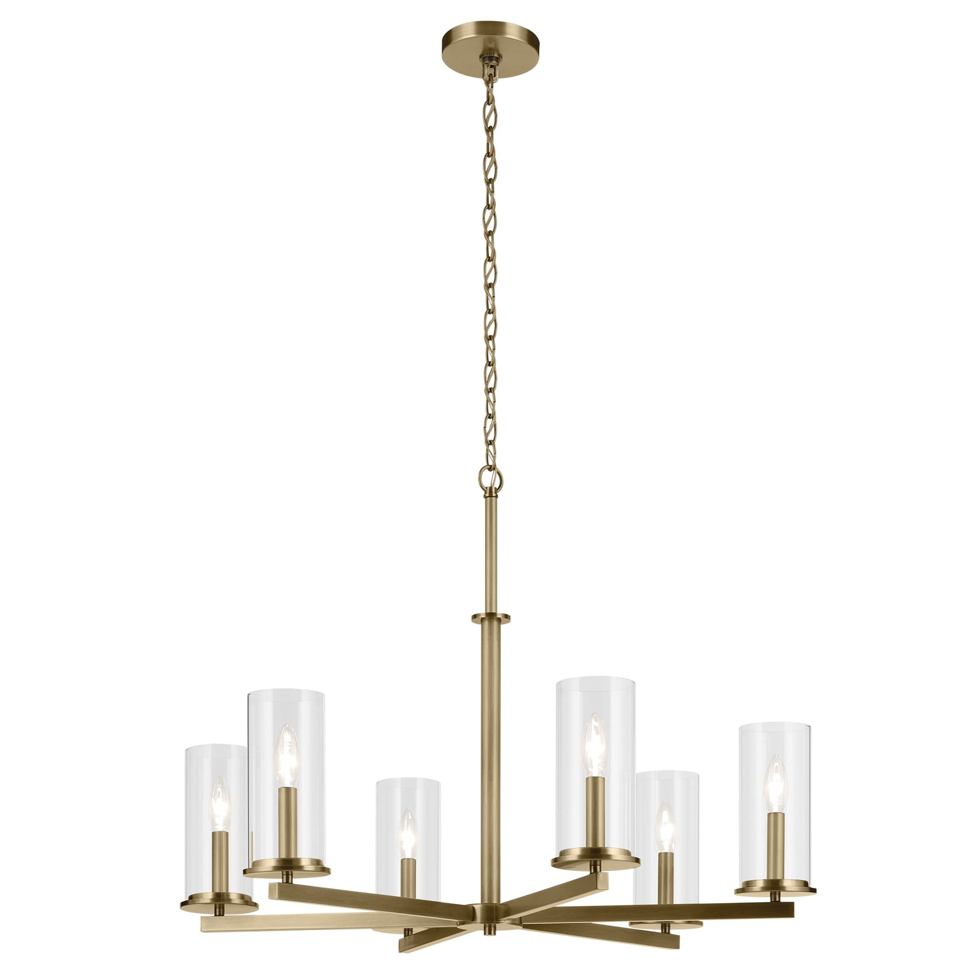 Kichler Crosby 6 -Light Gold Modern/contemporary For Use in Bedrooms, Dining Rooms, Foyers, Kitchens, Living Rooms Chandelier 6297565