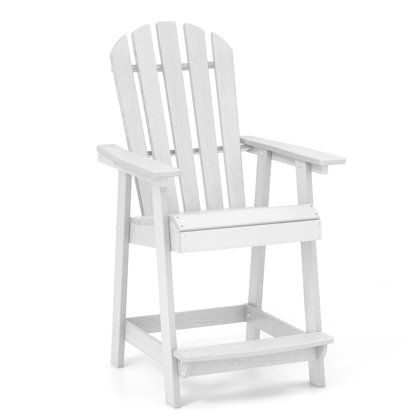 Forclover HDPE Patio Chair White HDPE Frame Stationary Adirondack Chair with Solid Seat