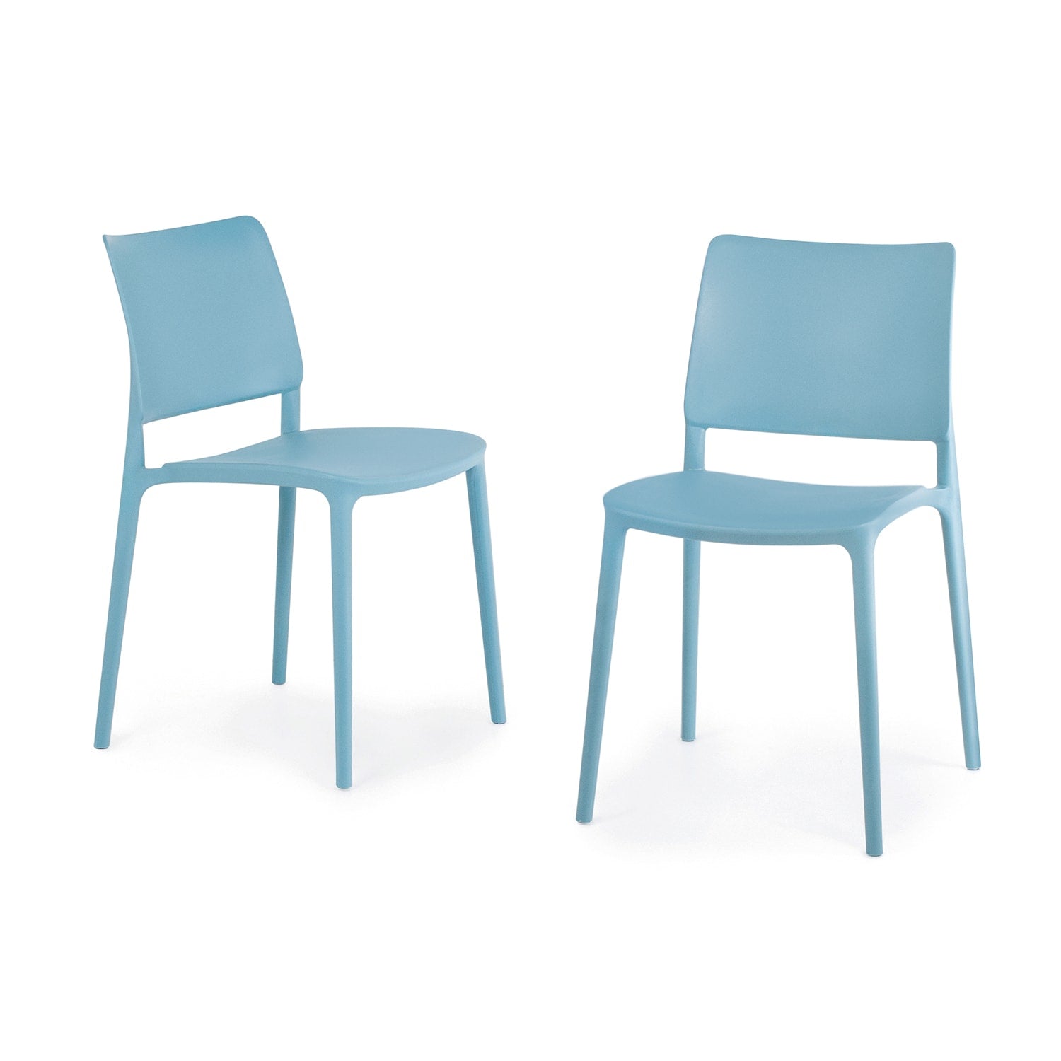 World Rug Gallery SeriesW1 Set of 2 Stackable Aqua Blue Resin Frame Stationary Dining Chair with Solid Seat