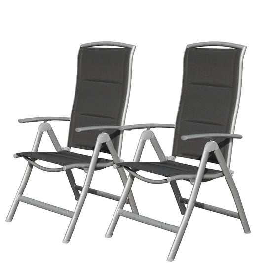 CESICIA Patio Chairs Set of 2 Stackable Black Aluminum Frame Stationary Conversation Chair with Solid Seat