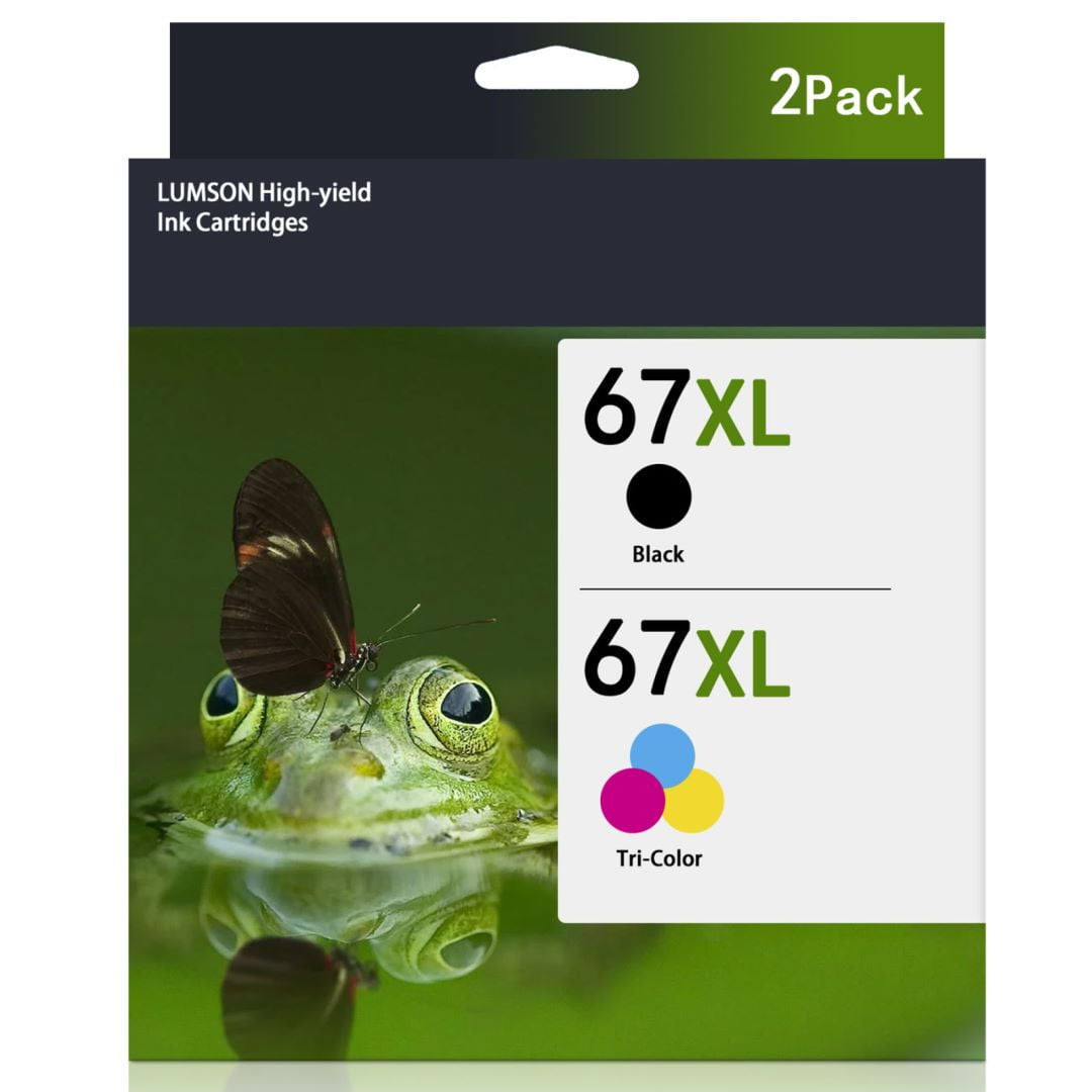 67xl Ink Cartridges 2 Pack (Black, Tri-Color) Compatible for HP Envy 6055 6055e 6400e 6455e 6458e Deskjet 2742e 2752e 2755e Printer