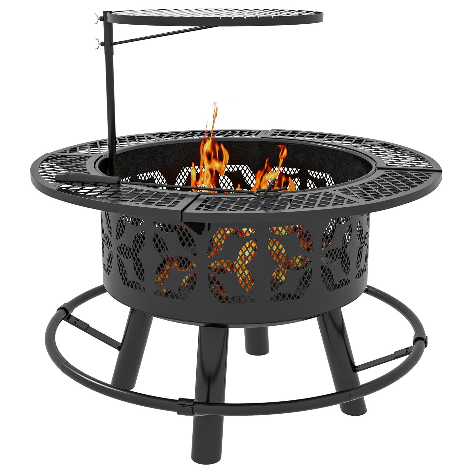 ToolCat 33-in W Steel Round Portable Wood-Burning Fire Pit