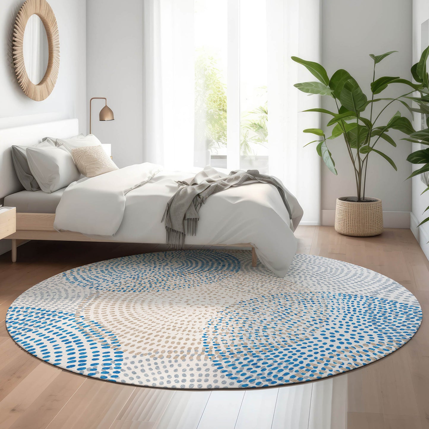 Addison Rugs Mayfield AMF586IV 8 x 8 (ft) Loomed Ivory Round Indoor Geometric Machine washable Pet Friendly Area rug