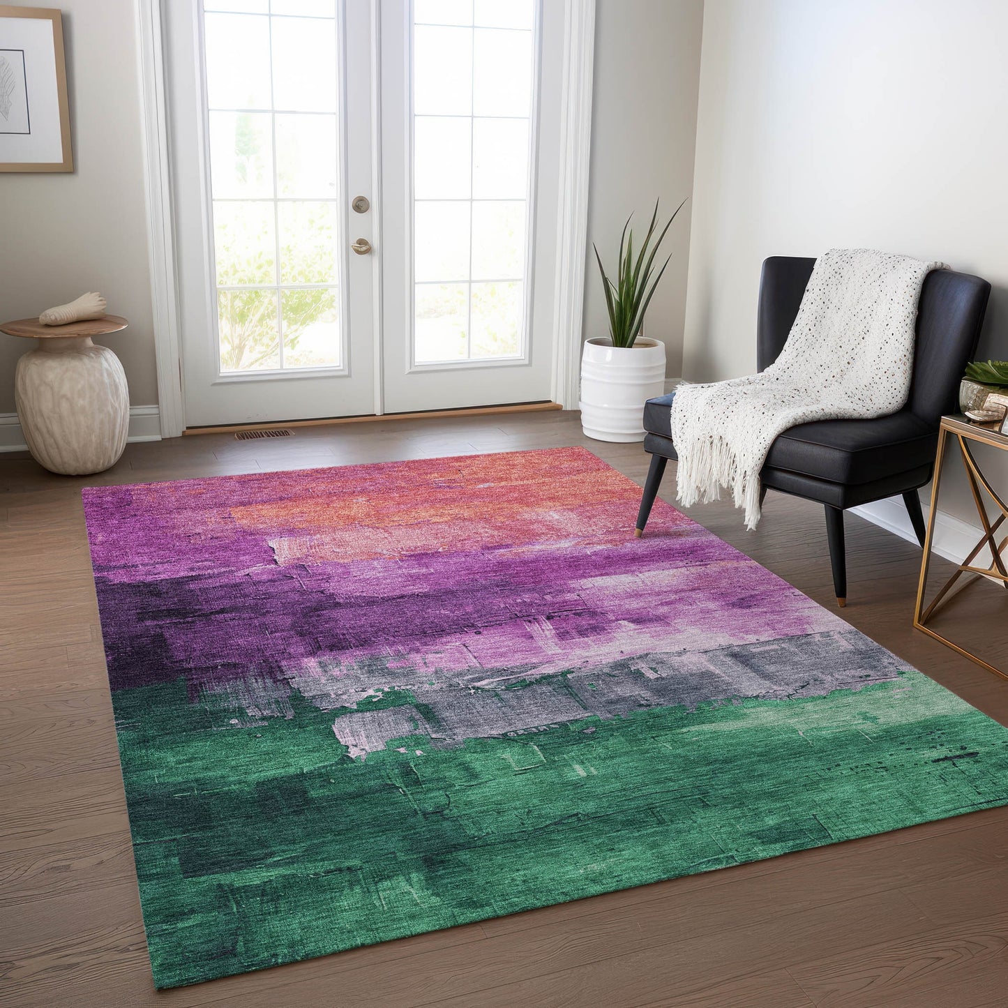 Addison Rugs Chantille ACN1479PP 10 x 14 (ft) Purple Rectangular Indoor/Outdoor Geometric Machine washable Pet Friendly Area rug
