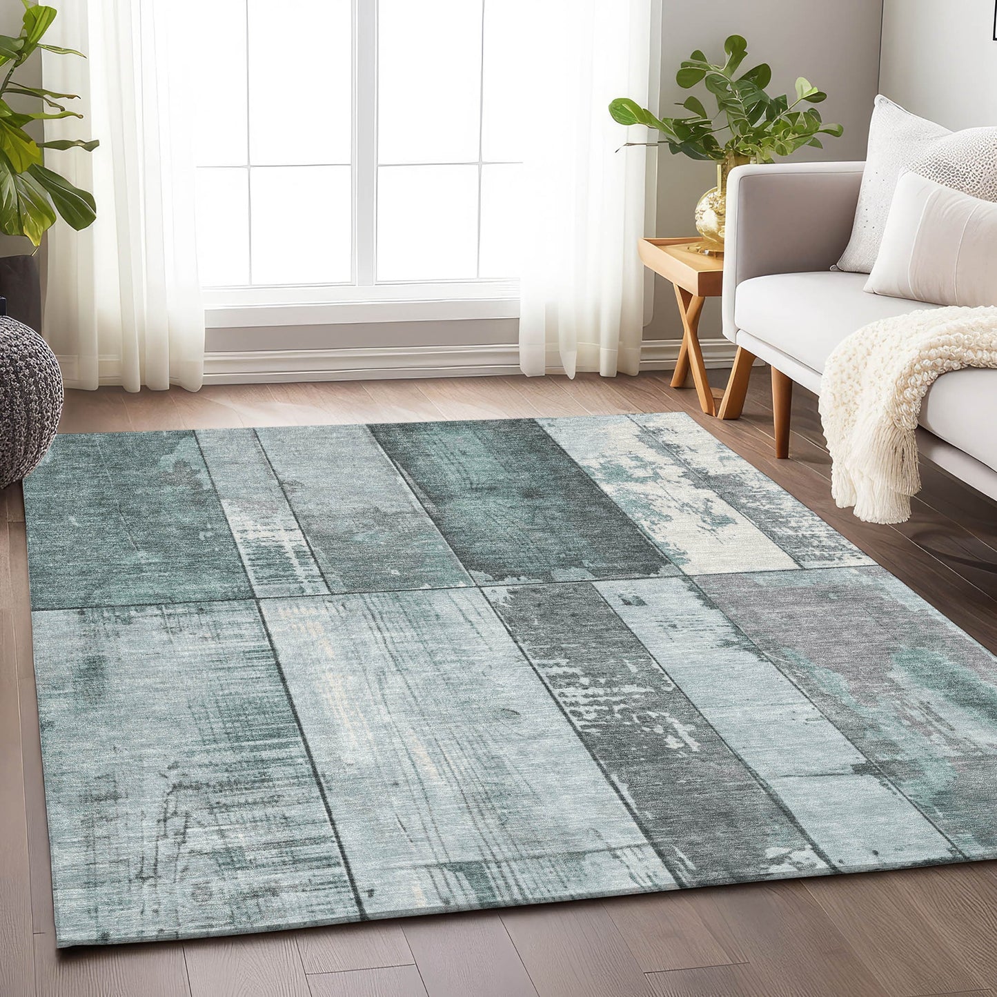 Addison Rugs Chantille ACN1877SF 8 x 10 (ft) Loomed Seafoam Rectangular Indoor/Outdoor Geometric Machine washable Pet Friendly Area rug