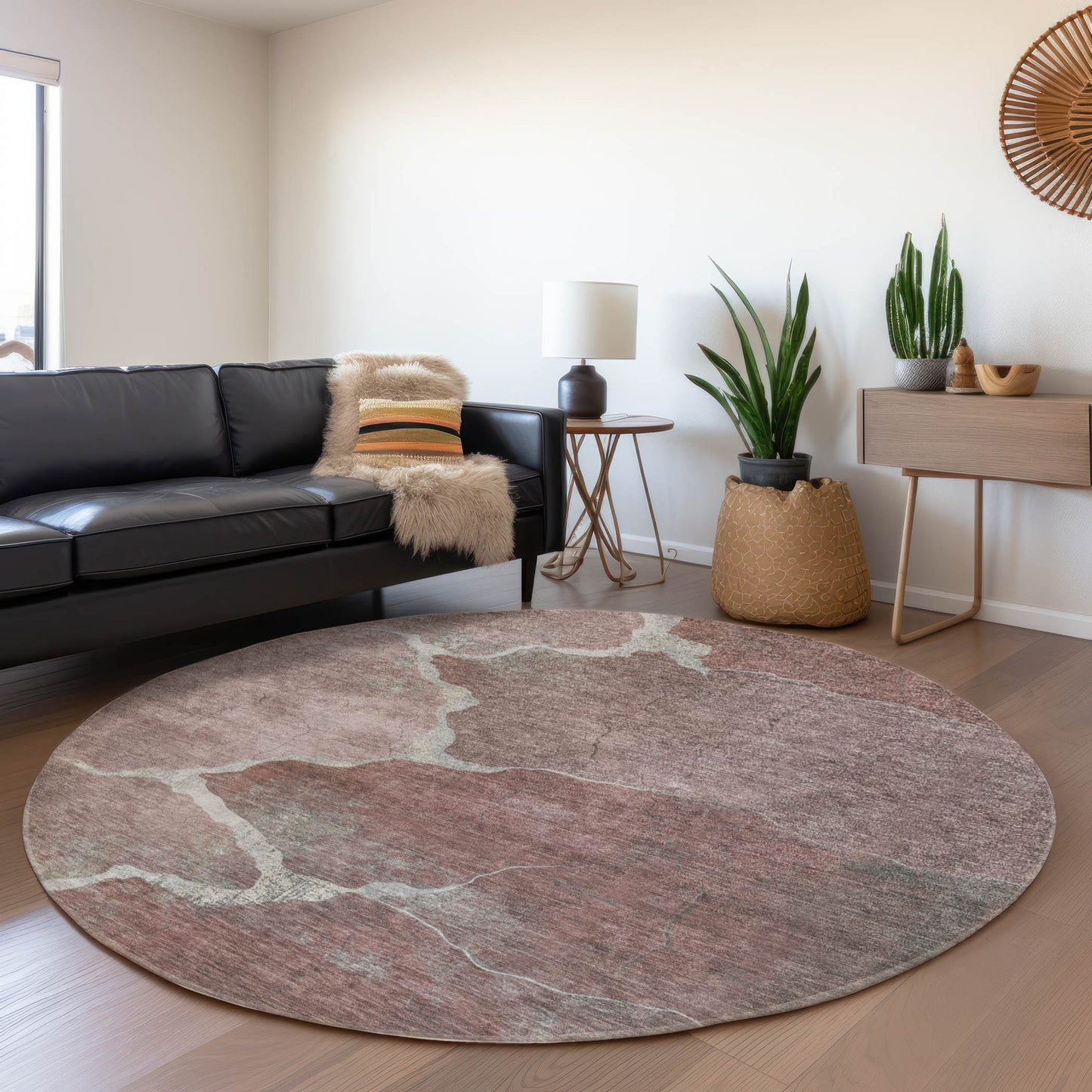 Addison Rugs Chantille ACN1889MV 8 x 8 (ft) Loomed Mauve Round Indoor/Outdoor Geometric Machine washable Pet Friendly Area rug