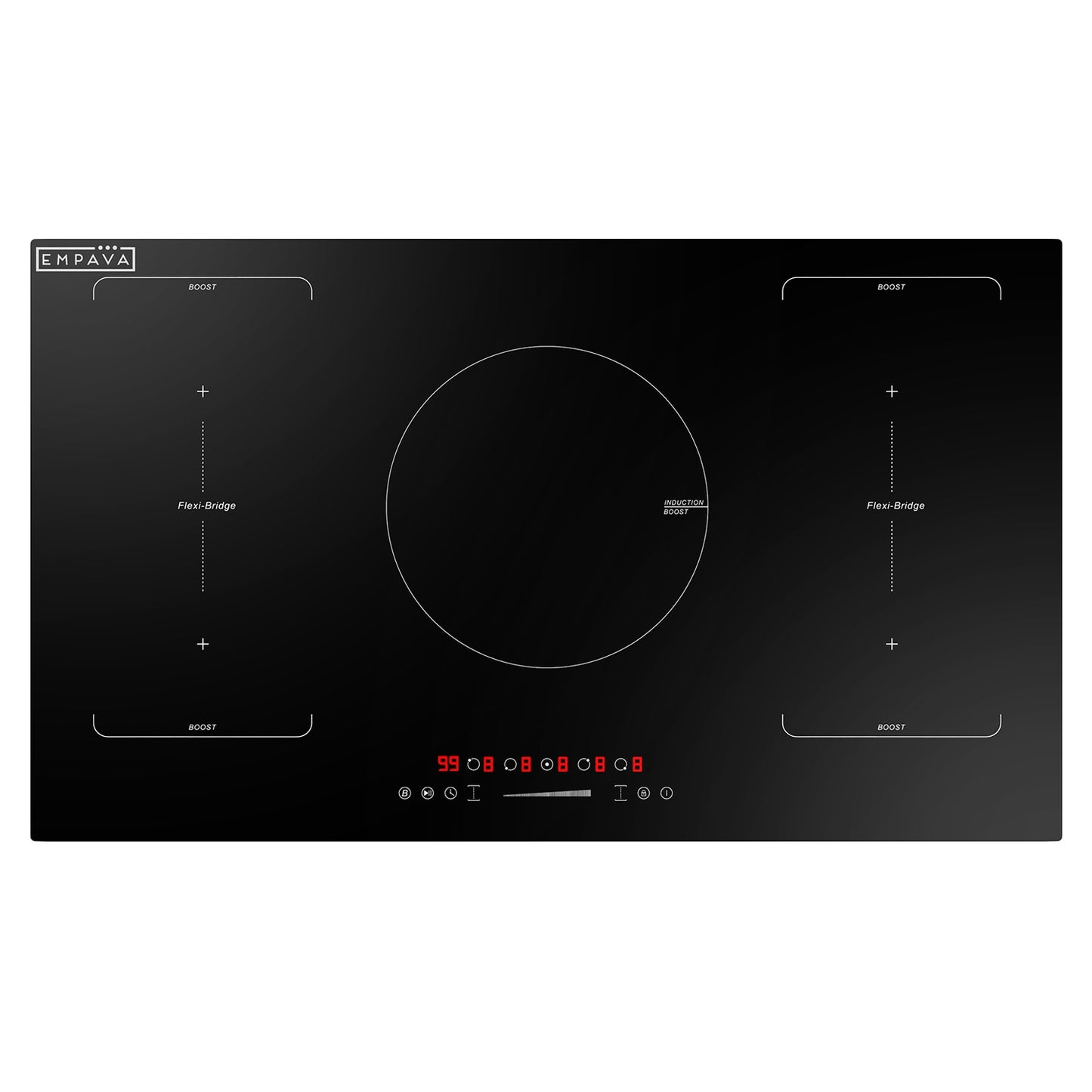 Empava 36-in 5 burners Black Induction Cooktop with Bridge Element