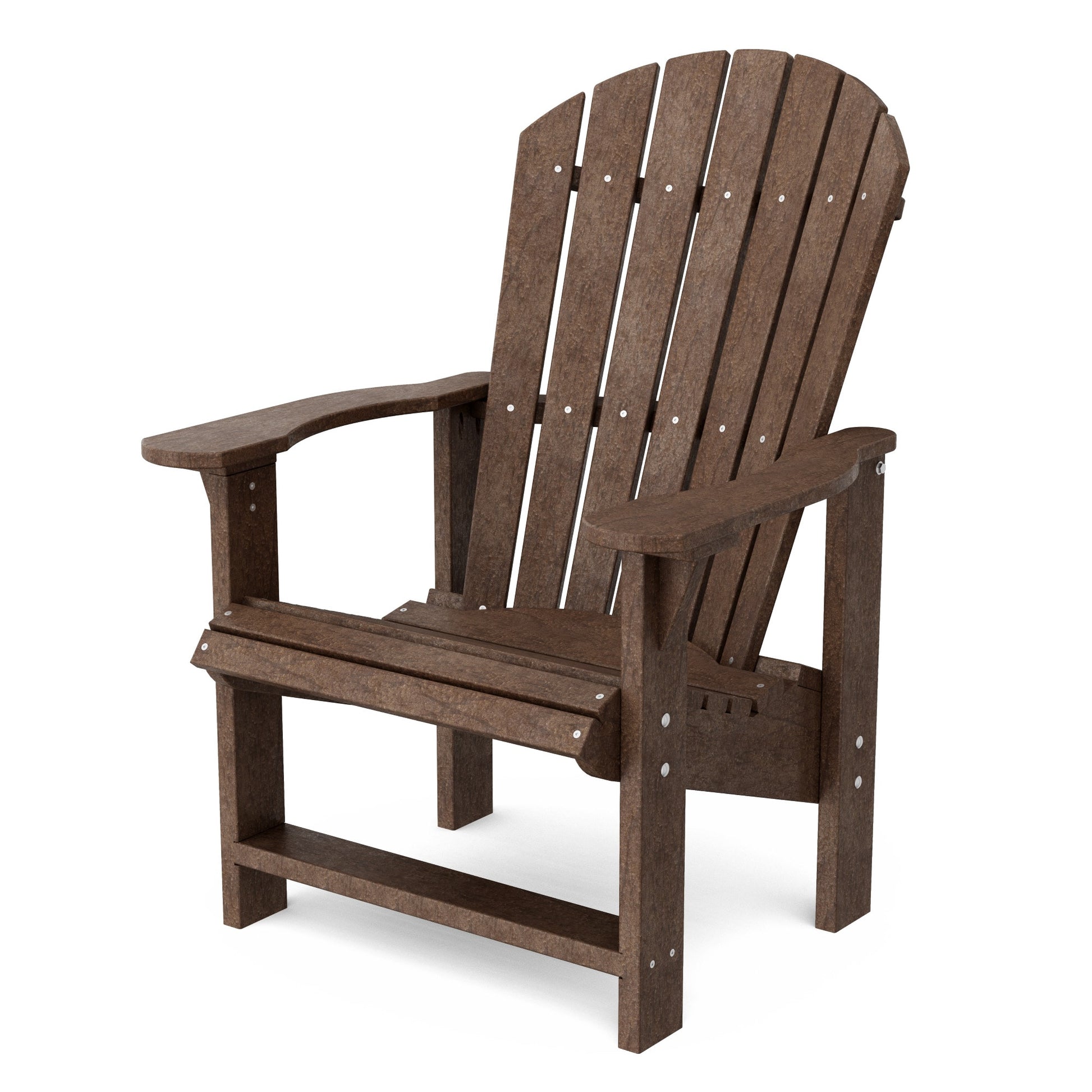 Wildridge Heritage Upright Tudor Brown HDPE Frame Stationary Adirondack Chair with Slat Seat
