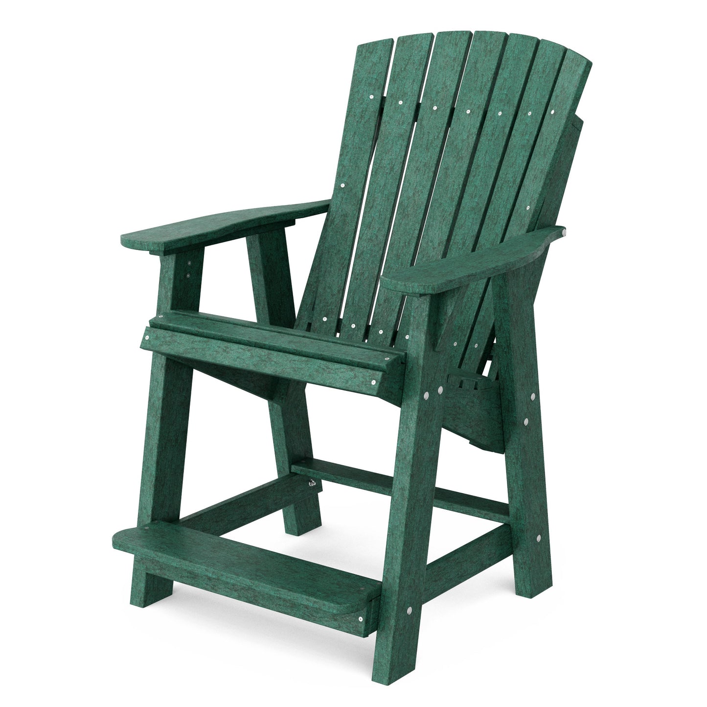 Wildridge Heritage High Turf Green HDPE Frame Stationary Adirondack Chair with Slat Seat