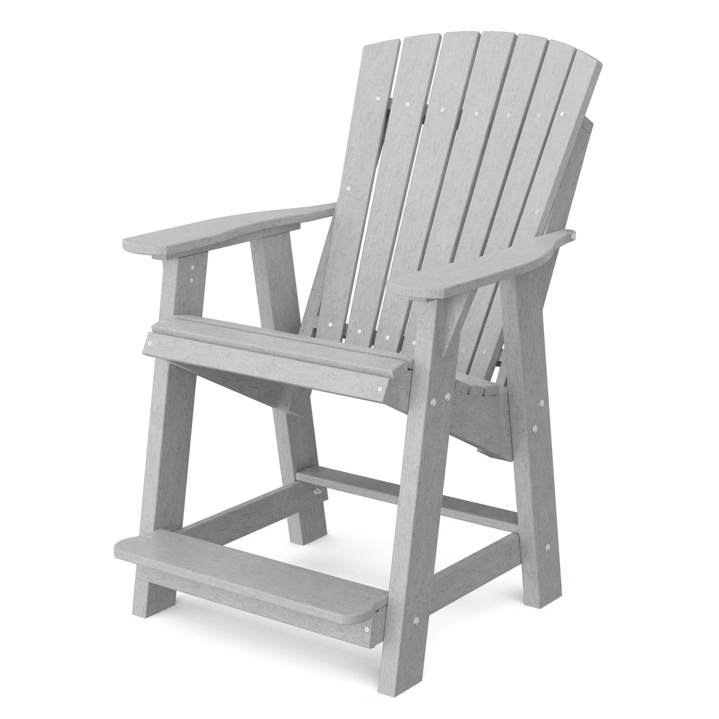 Wildridge Heritage High Light Gray HDPE Frame Stationary Adirondack Chair with Slat Seat