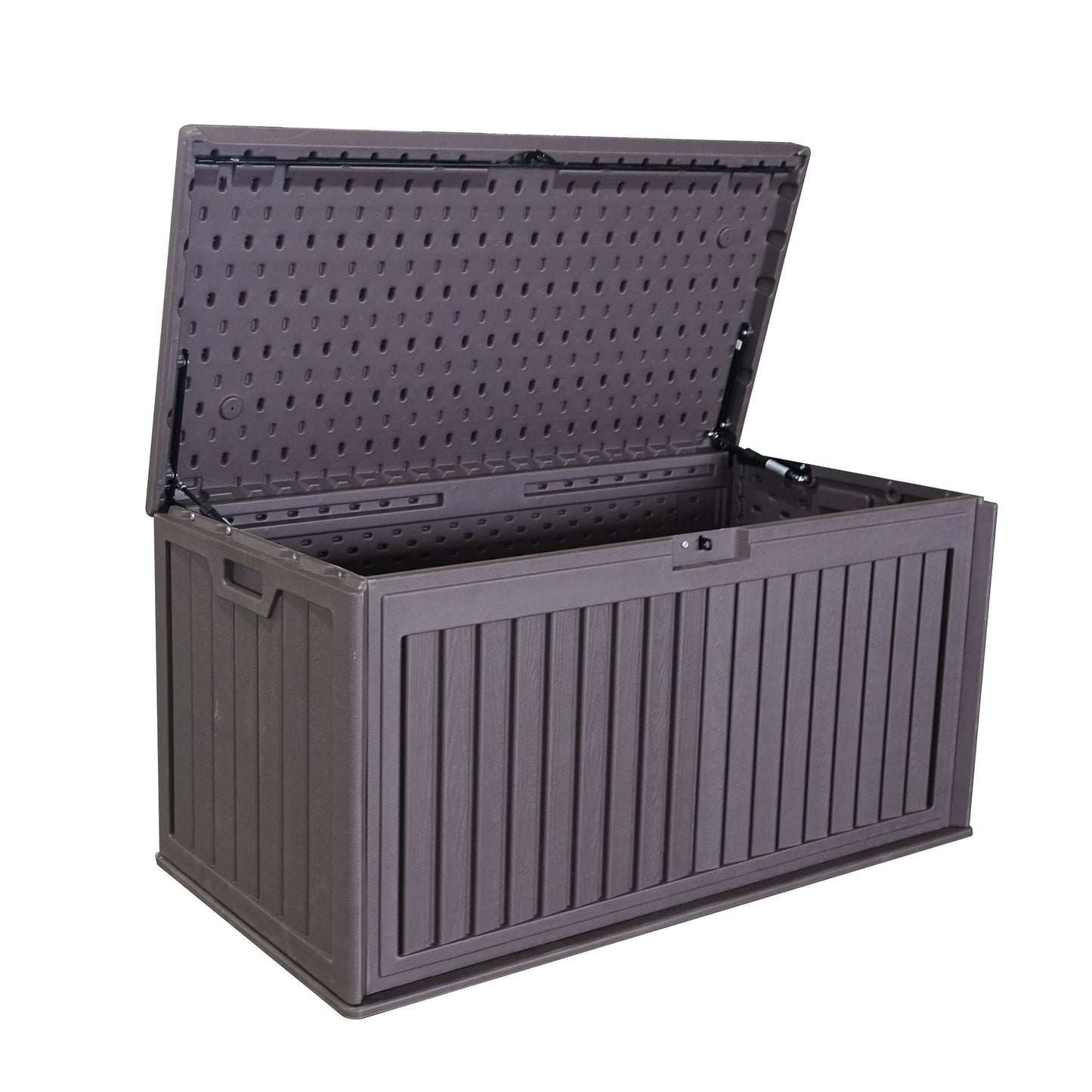 JIMSMAISON 50.39-in L x 24.8-in 100-Gallon Brown Plastic Deck Box