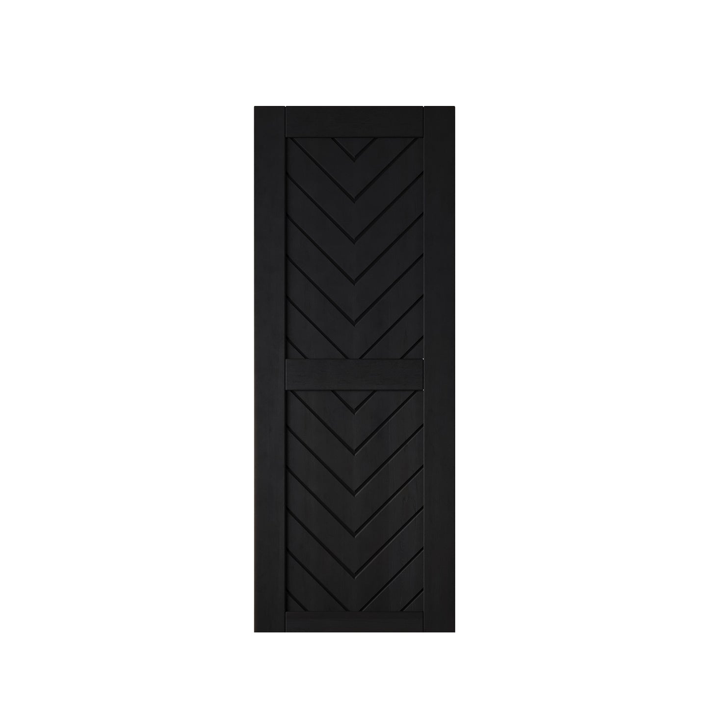 HOMACER 26-in x 80-in Black Herringbone Pine Wood Solid core Single Barn Door (Hardware Not Included)