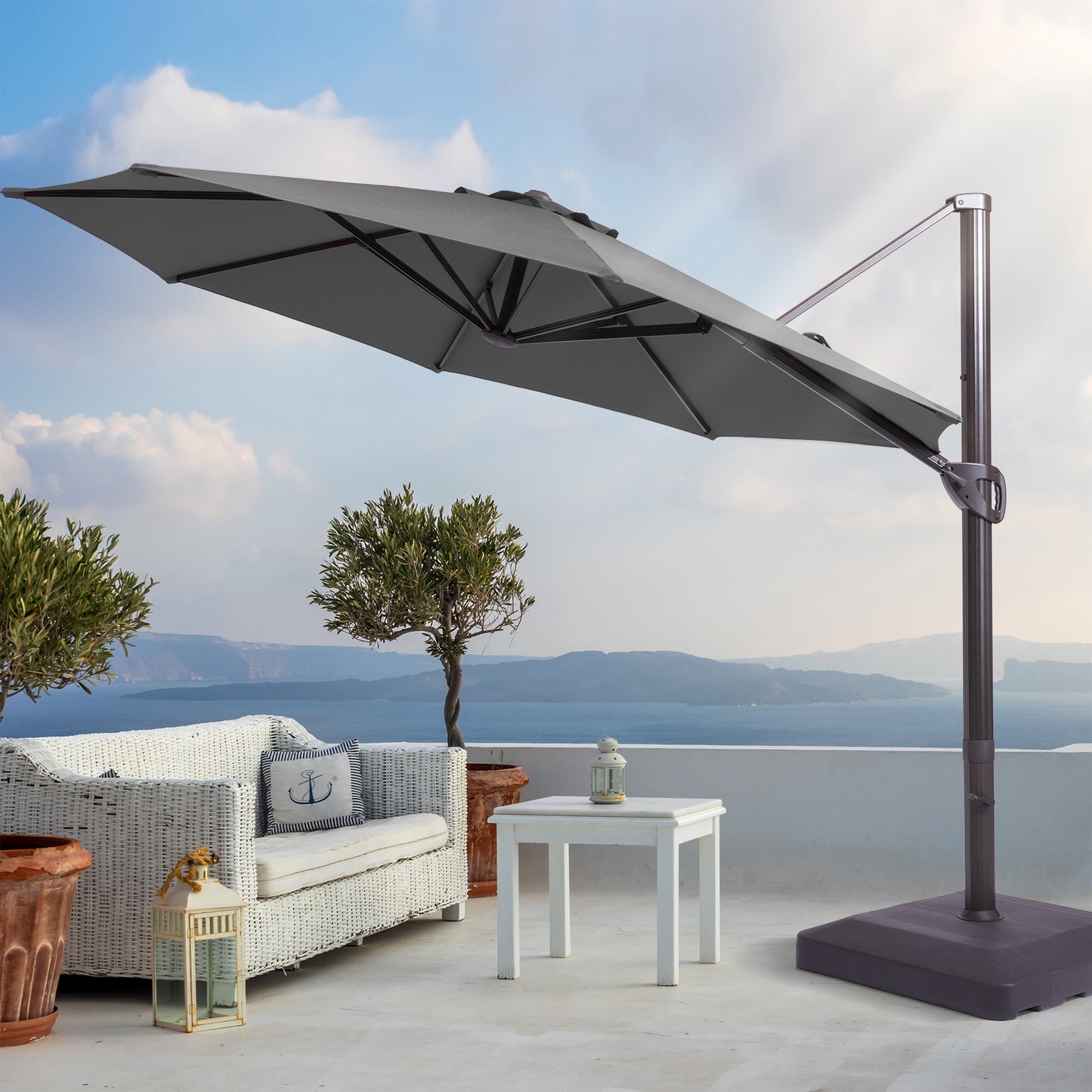 ACEGOSES 11-ft Aluminum Red No-tilt Cantilever Patio Umbrella