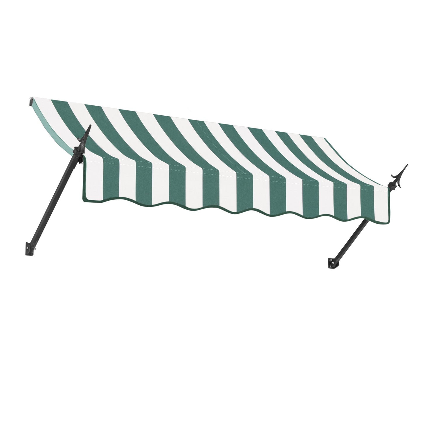 Awntech New Orleans 64.5-in Wide x 16-in Projection x 24-in Height Fabric Forest/White Stripe Striped Fixed Window/Door Awning