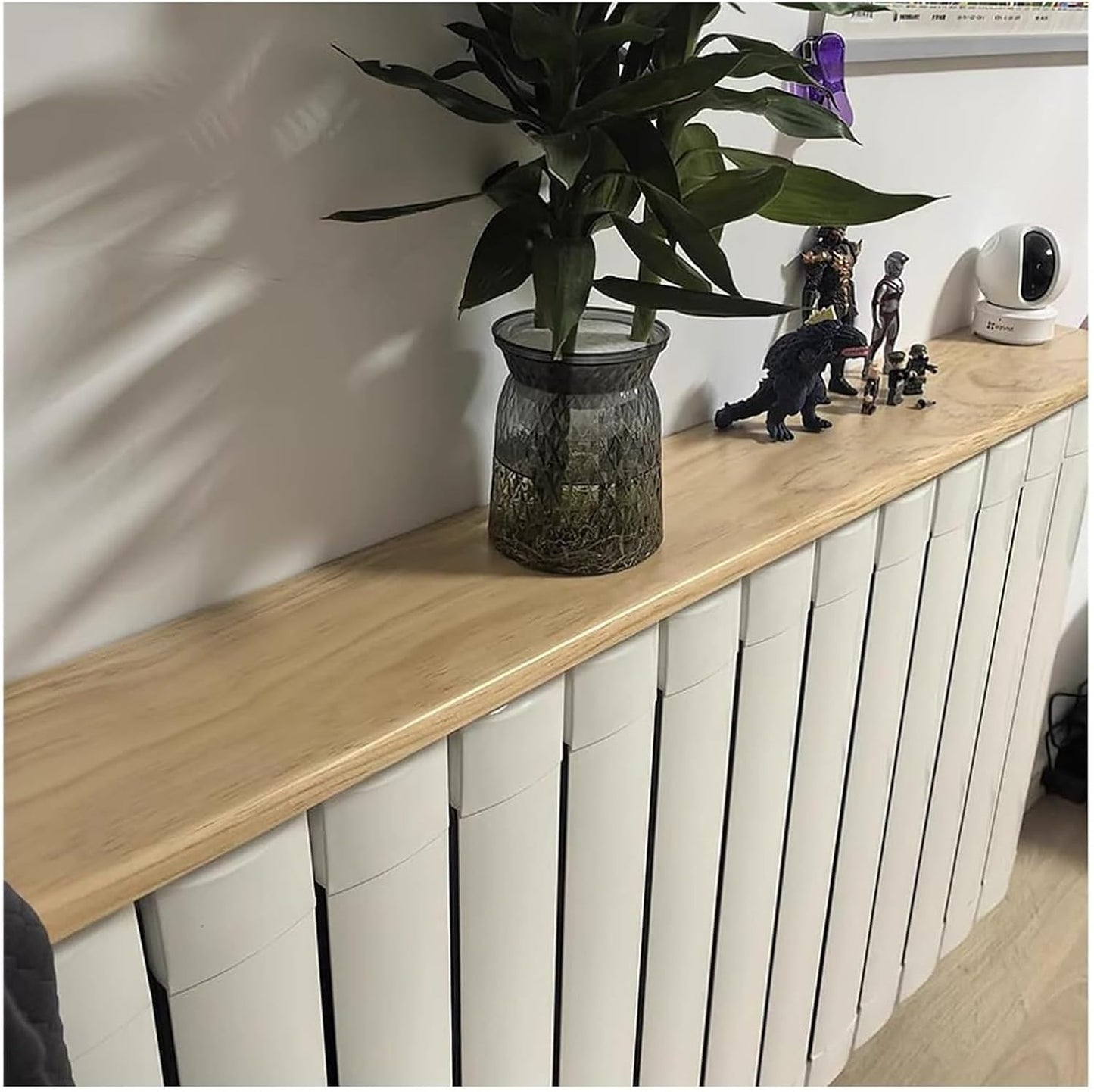 Radiator cover with ventilation slats, Wooden Radiator Top Shelf Studio Small Cover Floating To Go Over with brackets(80x20x2.2cm)