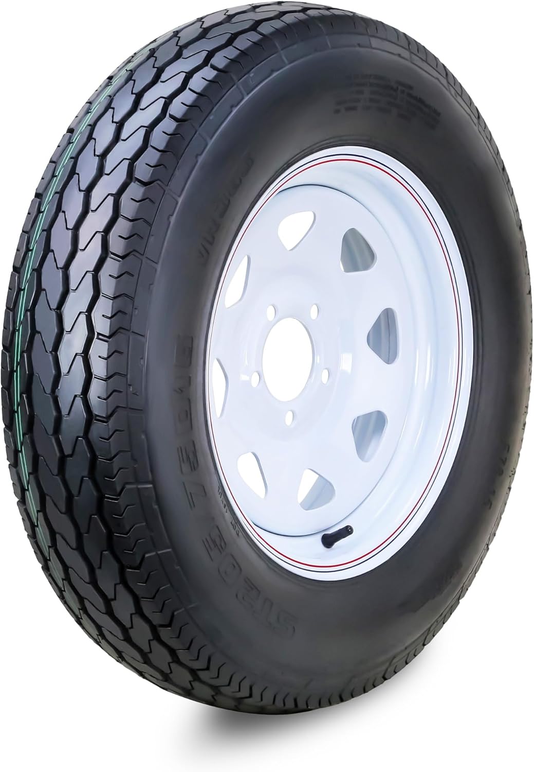 Free Country Trailer Tire Wheel Assembly ST205\/75D15 6-Ply C 101L 5 Lug on 5" PCD White Spoke Rim
