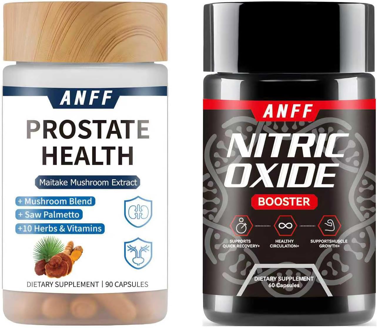 2 PCS Prostate Health Support Supplement Bundle with Nitric Oxide Booster(90 Capsules+60 Capsules)