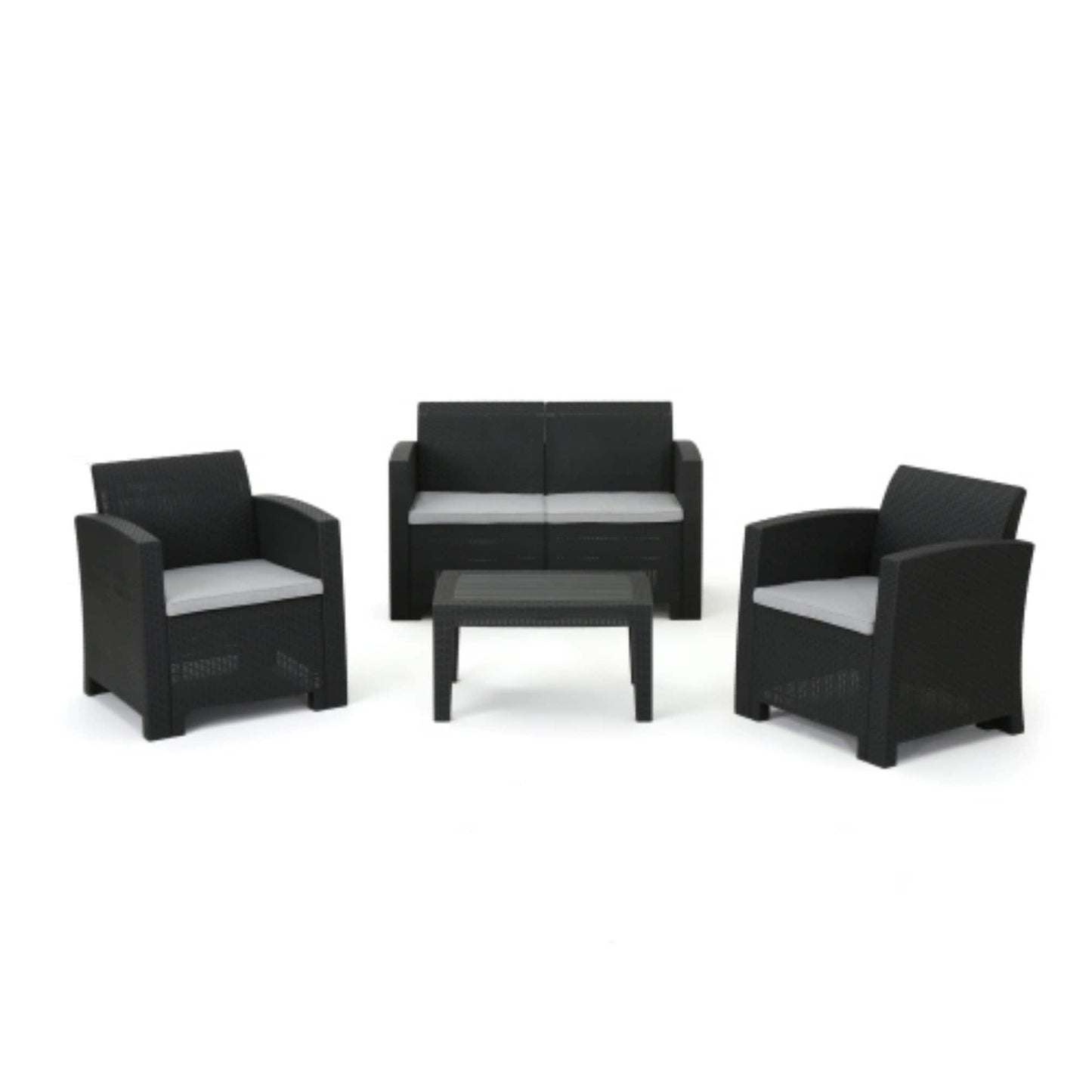 Maocao Hoom 4 -Piece Rattan Patio Conversation Set with Gray Cushions