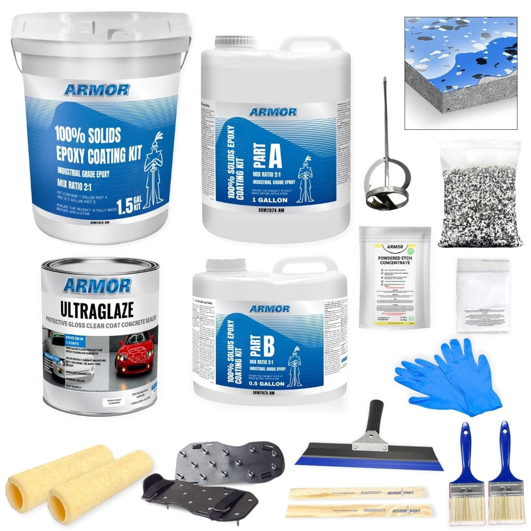 Armorpoxy 300 SQ FT Commercial Grade, Ultra Thick, 2 Layer Concrete and Garage Floor Paint (