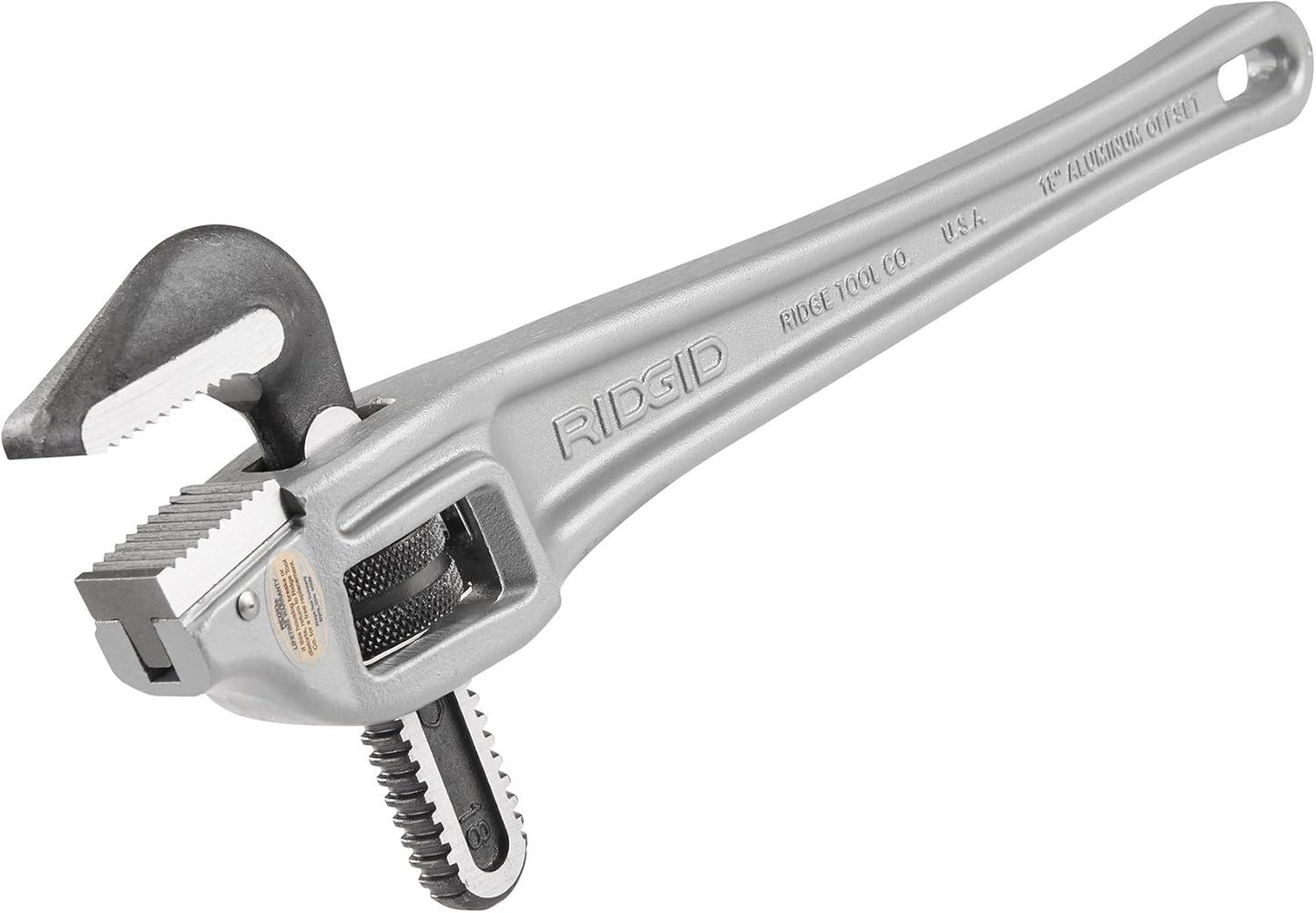 RIDGID 31125 Model 18 Aluminum Offset Pipe Wrench, 18-inch Plumbing Wrench, Small, Silver