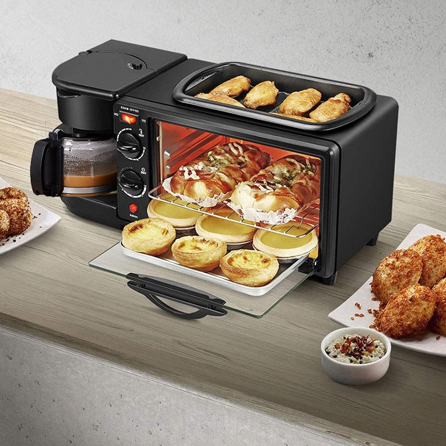 3 in 1 Home Breakfast, Coffee Maker, Toaster, Frying Pan, Multifunction Breakfast Machine Coffee Maker Toaster Oven Frying Pan Multifunction