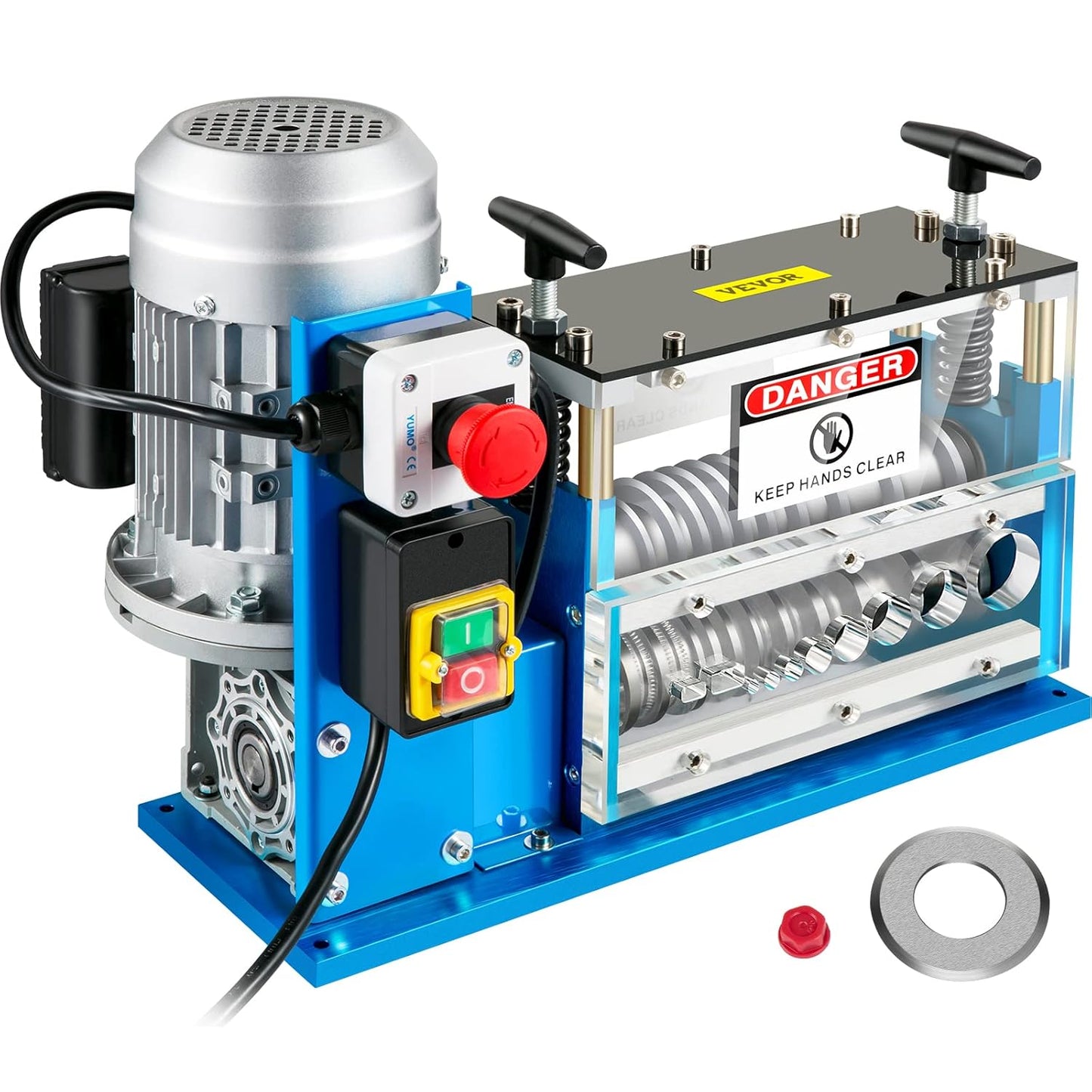 VEVOR Electric Wire Stripping Machine, 370W 0.06" - 1.5" Automatic Motorized Cable Stripper w/ 75 Feet/Minute Speed, 11 Channels 10 Blades Strip Machinery, Scrap Handling Tool for Recycling Copper