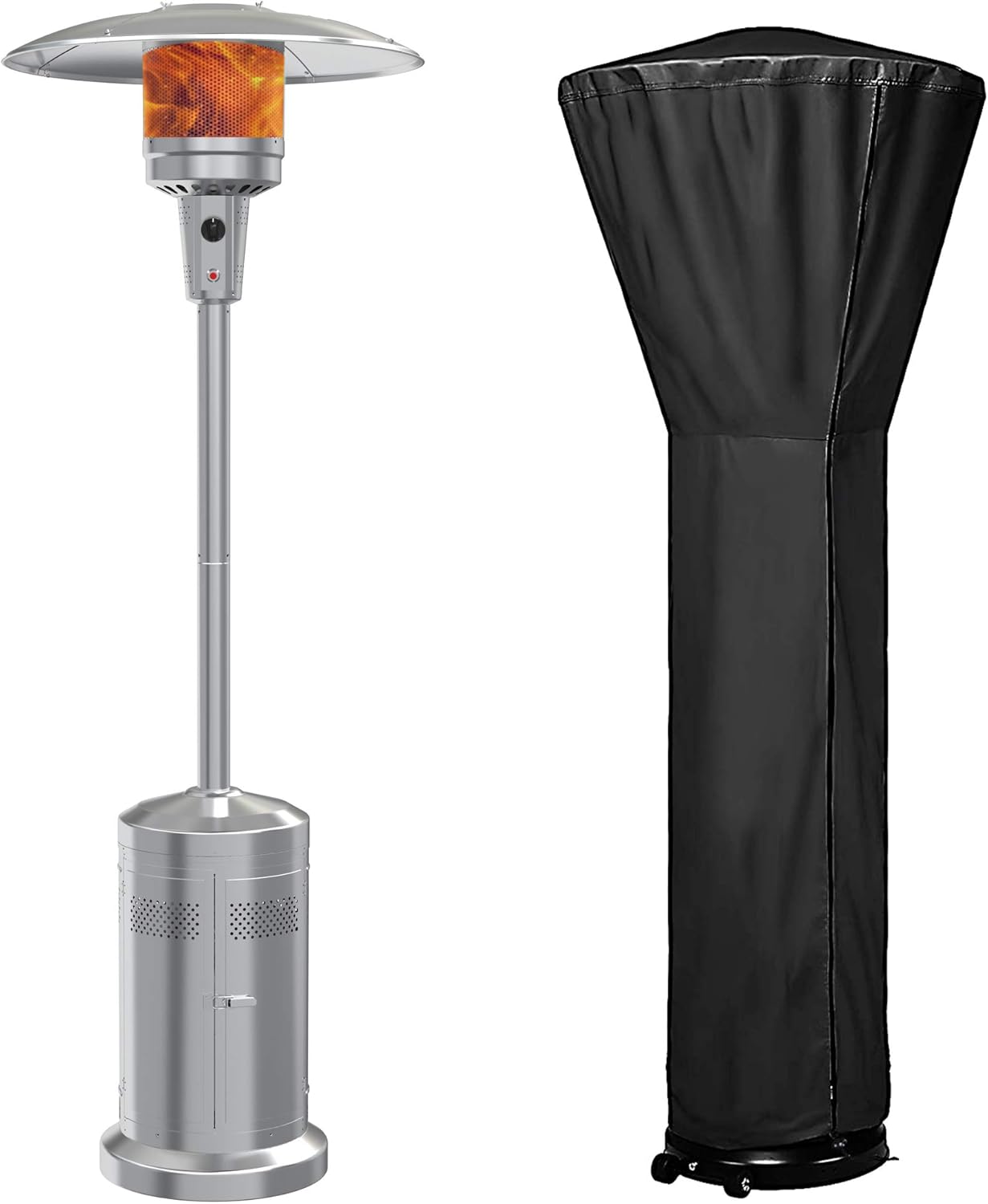 Gas Patio Heater with Wheels And Cover,48,000 BTU of Outdoor Portable LP Propane Commercial Heater ,automatically shuts off gas flow,with CSA Certified for Garden