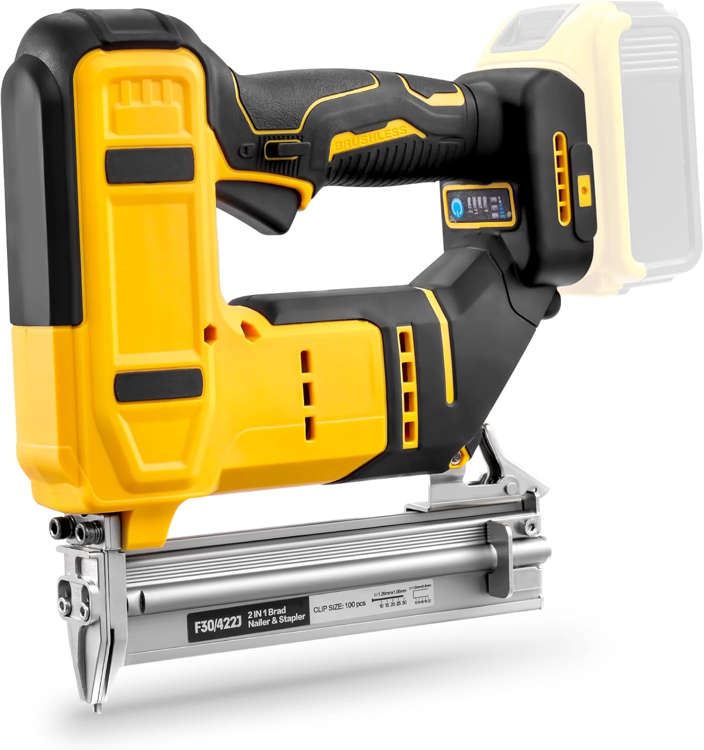 Cordless 18GA Brad Nailer for Dewalt 20V Max, 18 Gauge Nail Gun for Wood Carpentry Home DIY, 2 in 1 Electric Nail Gun, Brushless, 2 Mode, 3/8 to 1-3/16 Inch, Tool Only